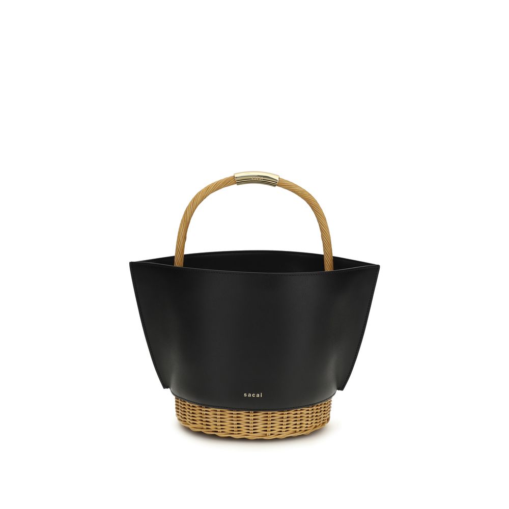 Sacai Black Calf Leather Bos Taurus Shoulder Women's Bag