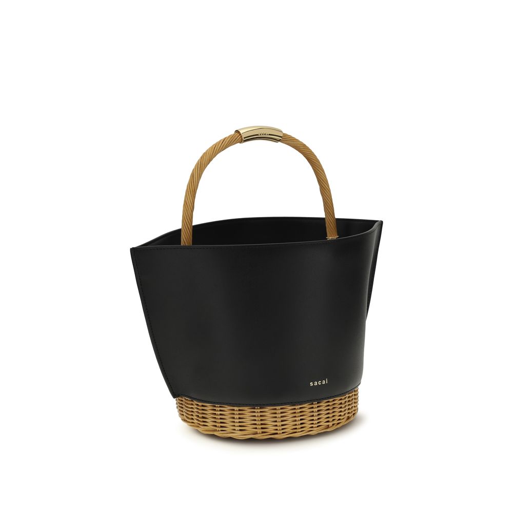Sacai Black Calf Leather Bos Taurus Shoulder Women's Bag