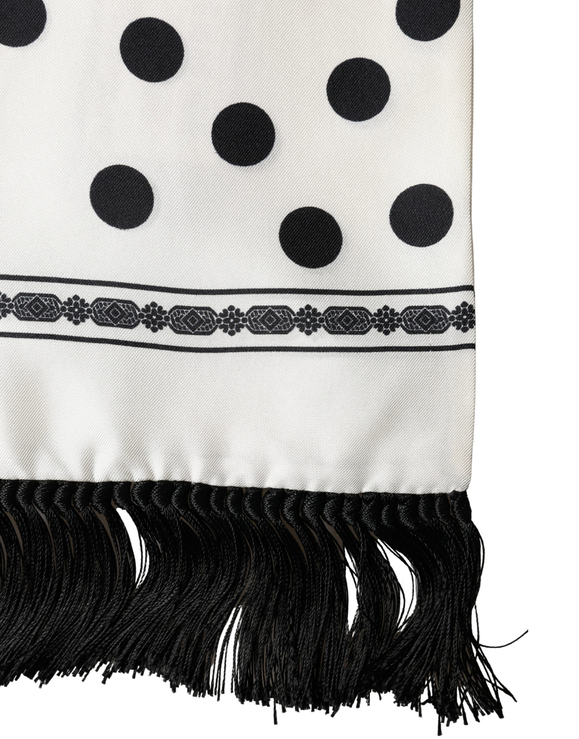 Dolce & Gabbana White Black Polka Dot Neck Wrap Foulard 165.5cmx32cm Men's Scarf (Pre-Owned)