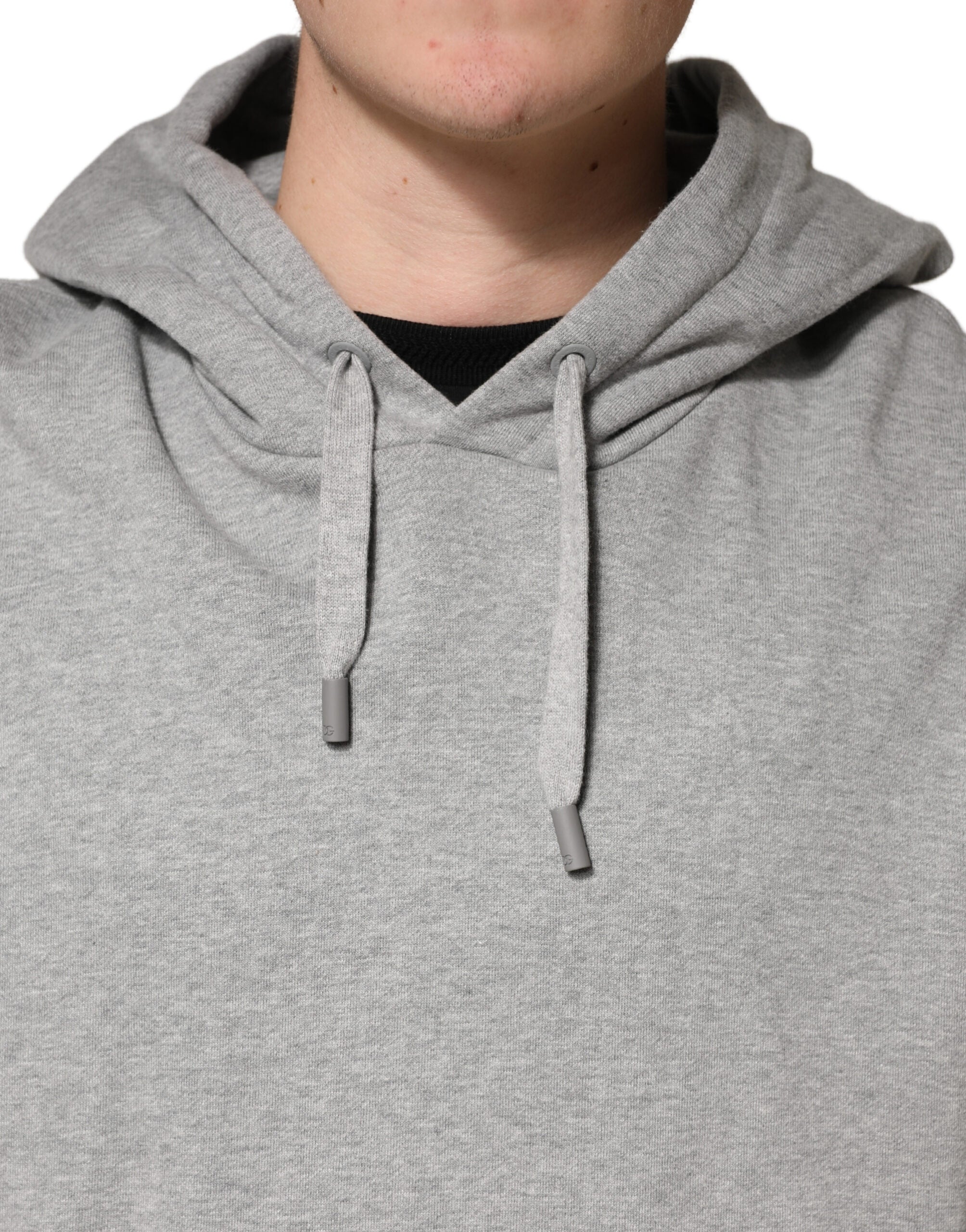 Dolce & Gabbana Gray Cotton Hooded Sweatshirt Men's Sweater