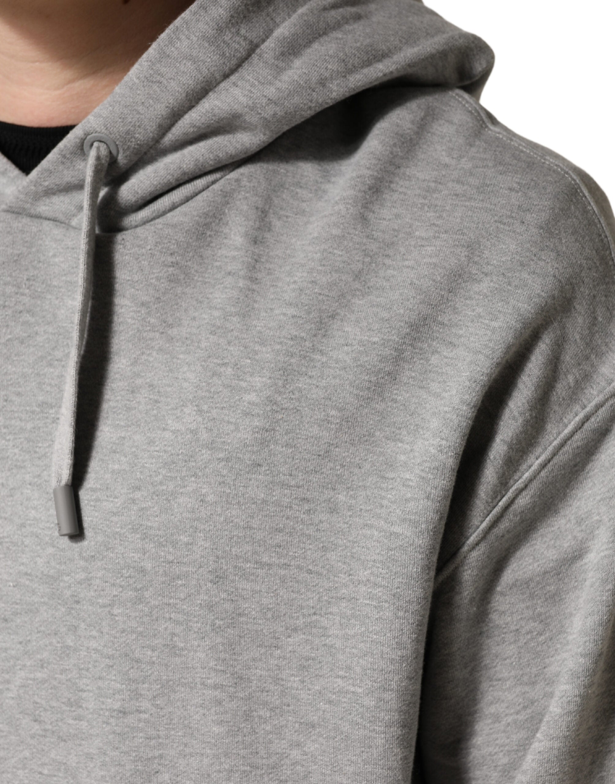 Dolce & Gabbana Gray Cotton Hooded Sweatshirt Men's Sweater