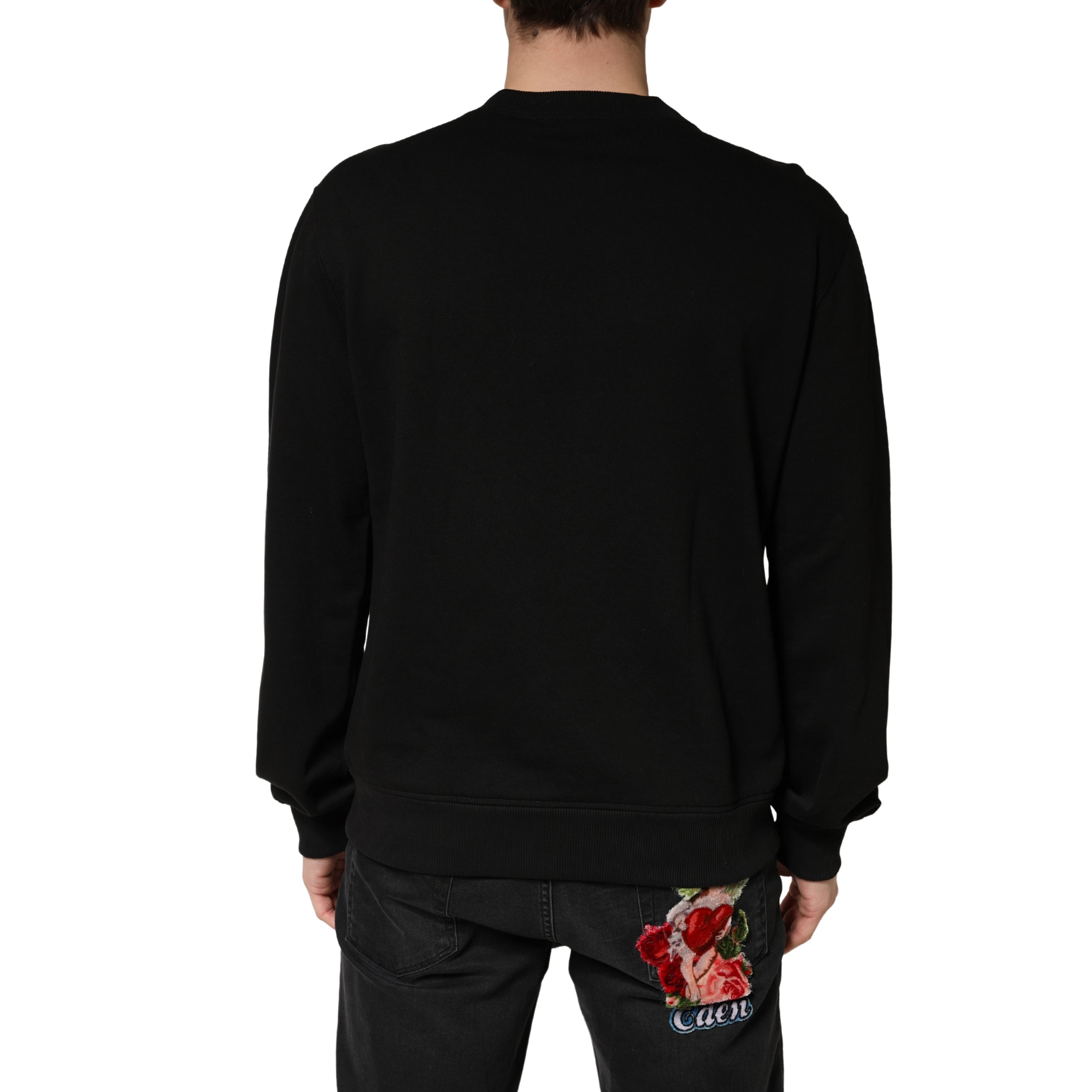 Dolce & Gabbana Sweater Black Cotton Crewneck Men's Sweatshirt