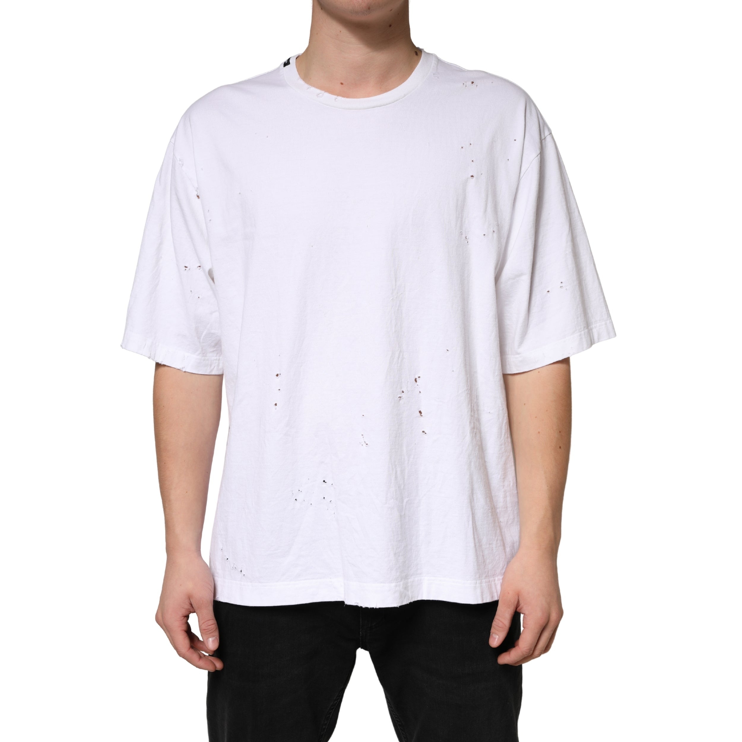 Dolce & Gabbana White Cotton Crewneck Short Sleeve Men's T-Shirt