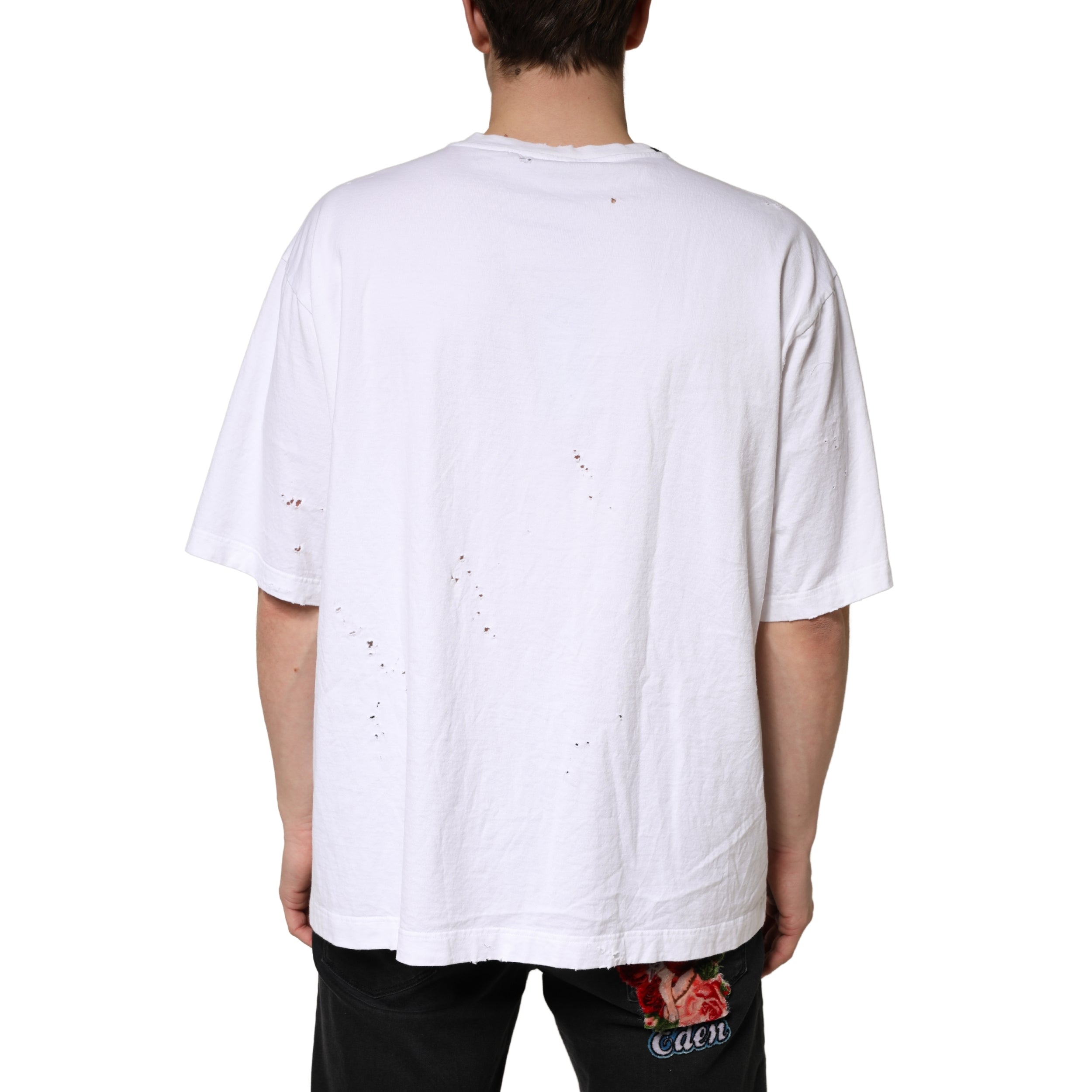 Dolce & Gabbana White Cotton Crewneck Short Sleeve Men's T-Shirt