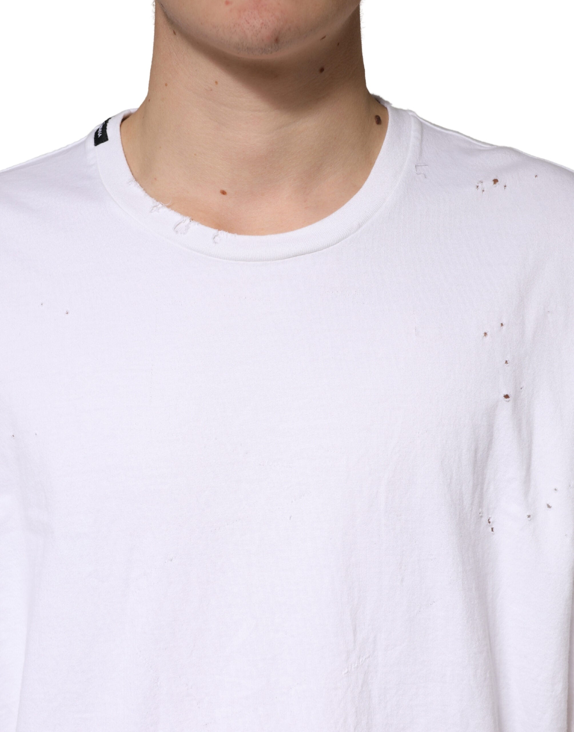 Dolce & Gabbana White Cotton Crewneck Short Sleeve Men's T-Shirt