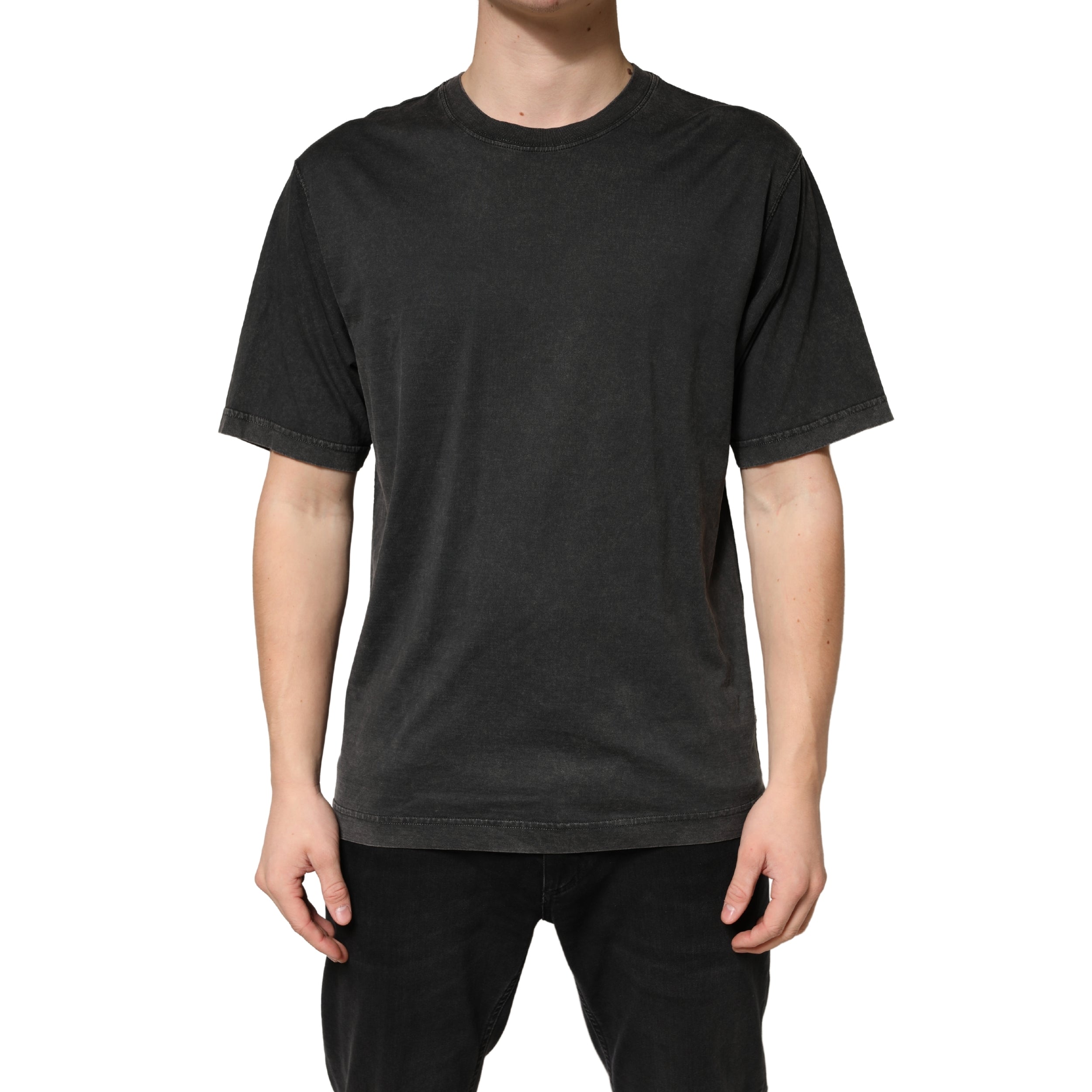 Dolce & Gabbana Black Cotton Crewneck Short Sleeve Men's T-Shirt