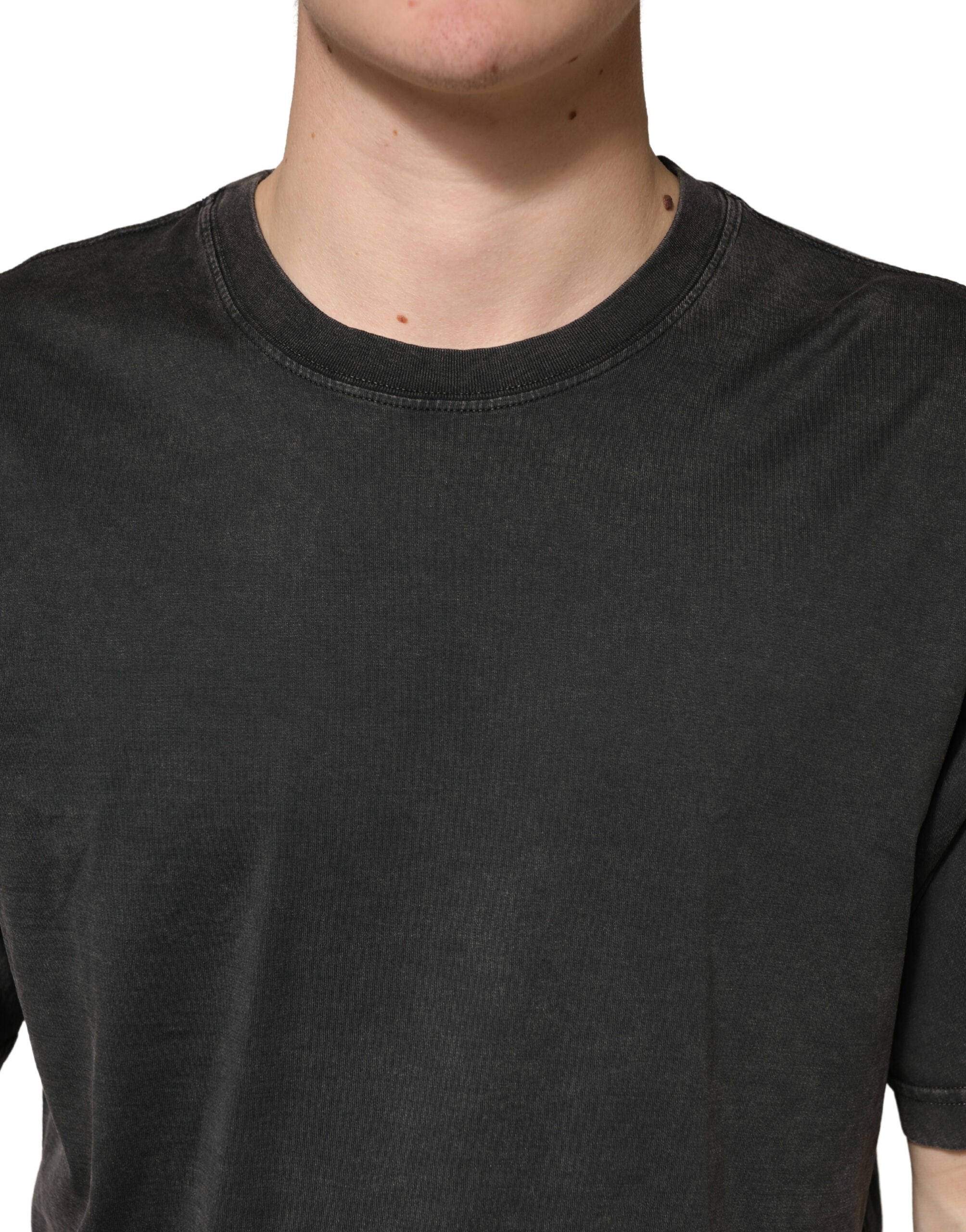Dolce & Gabbana Black Cotton Crewneck Short Sleeve Men's T-Shirt