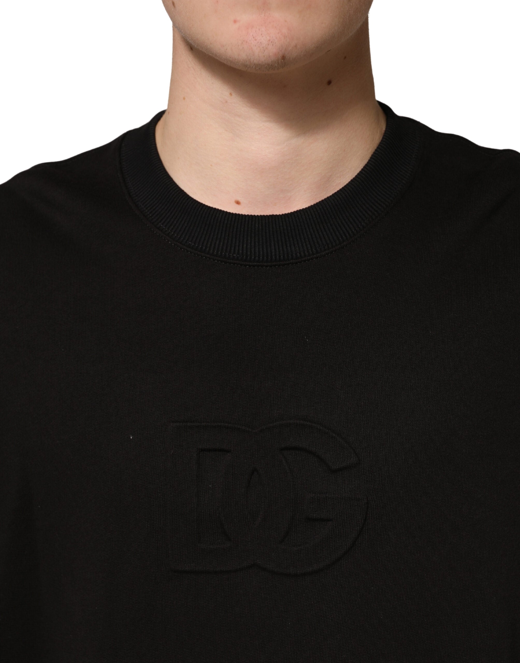 Dolce & Gabbana Black Cotton Crewneck Short Sleeve Men's T-Shirt