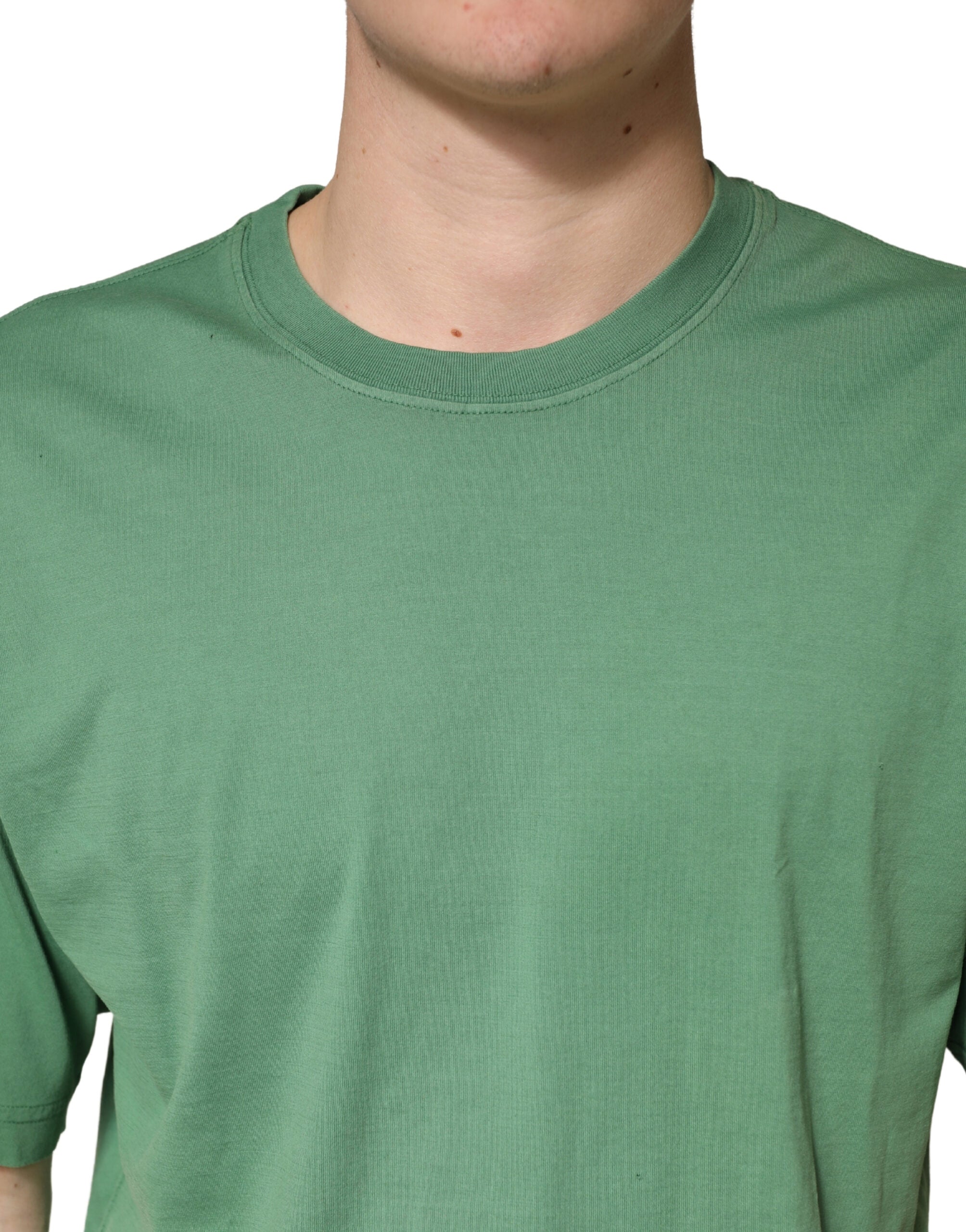 Dolce & Gabbana LightGreen Cotton Crewneck Short Sleeve Men's T-Shirt (Pre-Owned)