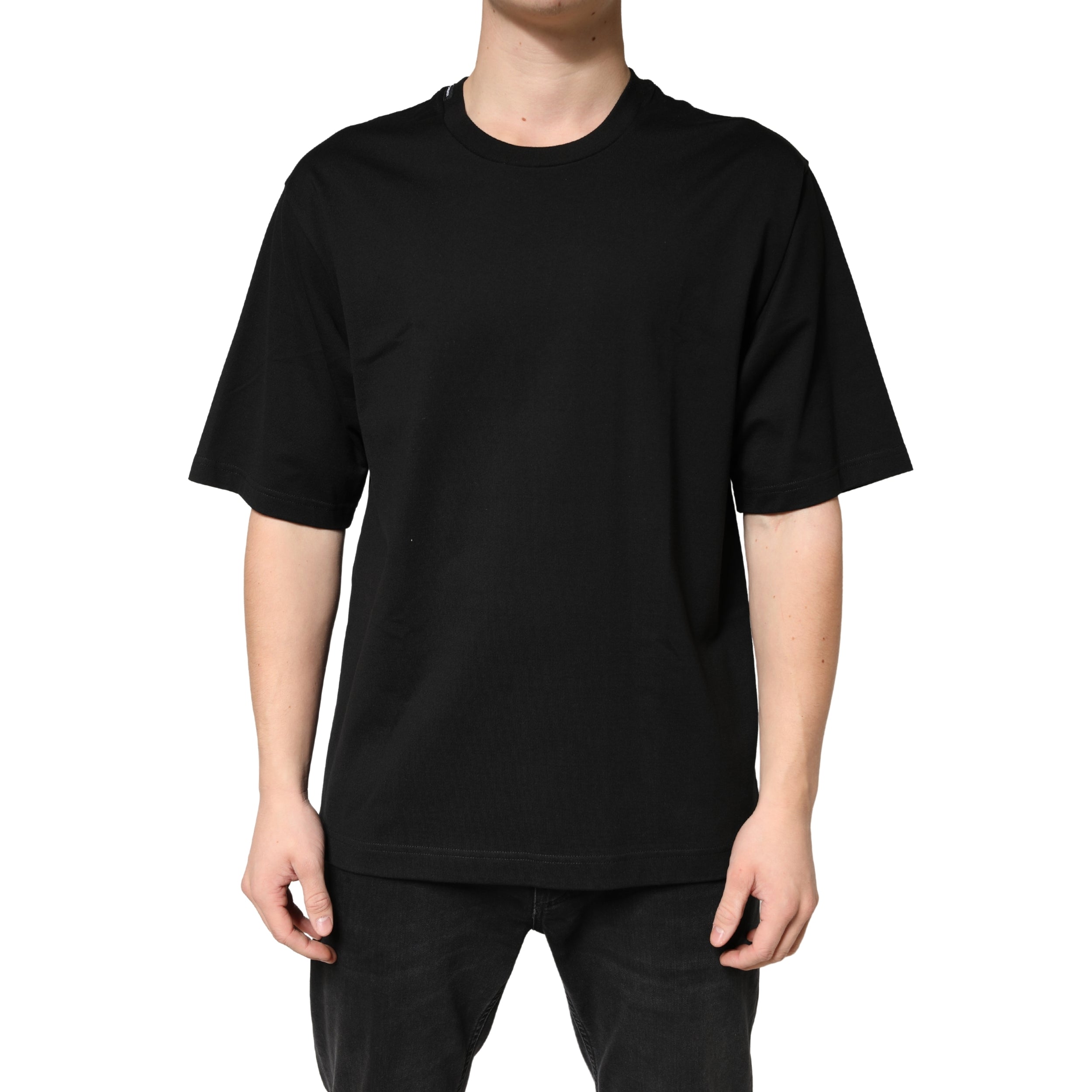 Dolce & Gabbana Black Cotton Crewneck Short Sleeve Men's T-Shirt