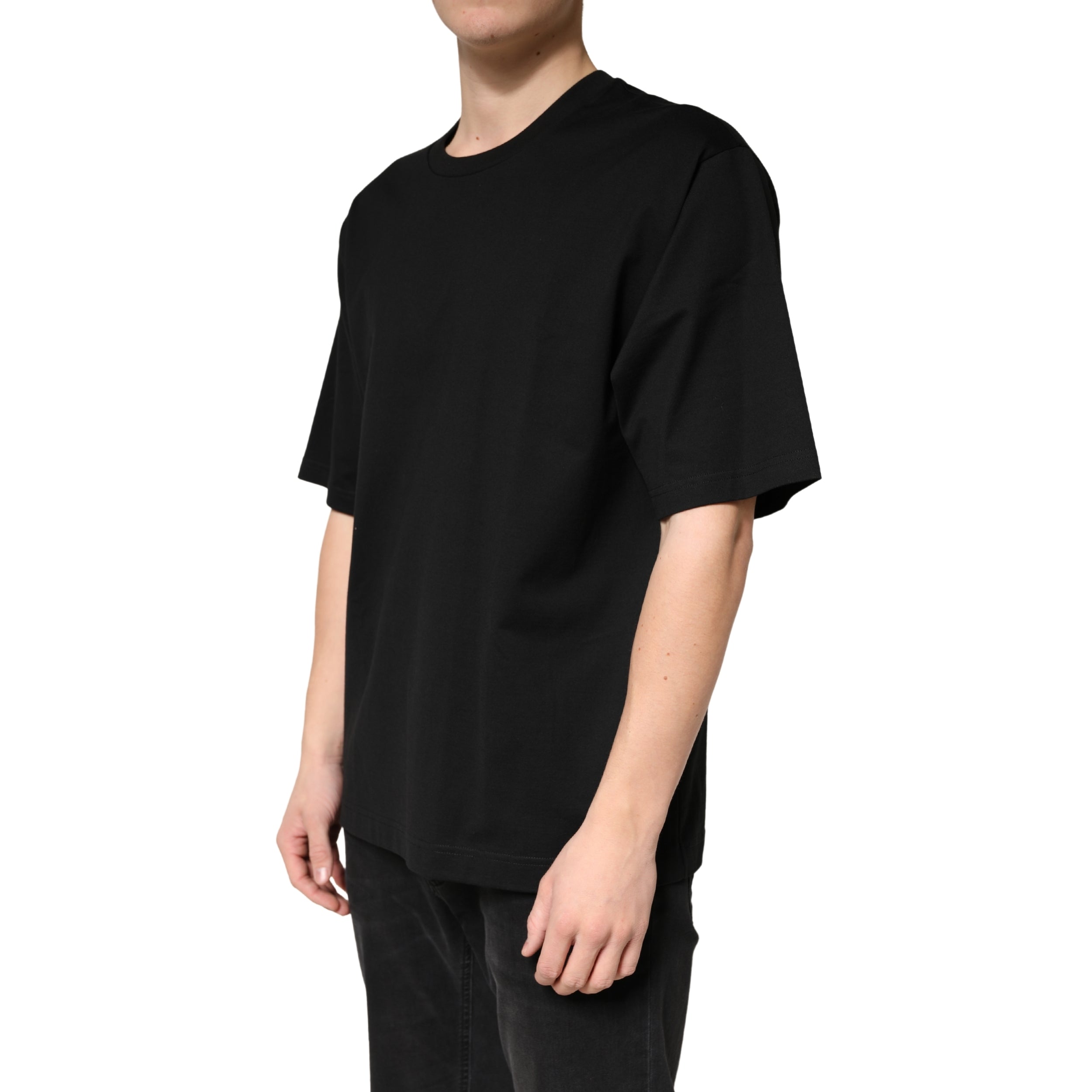 Dolce & Gabbana Black Cotton Crewneck Short Sleeve Men's T-Shirt
