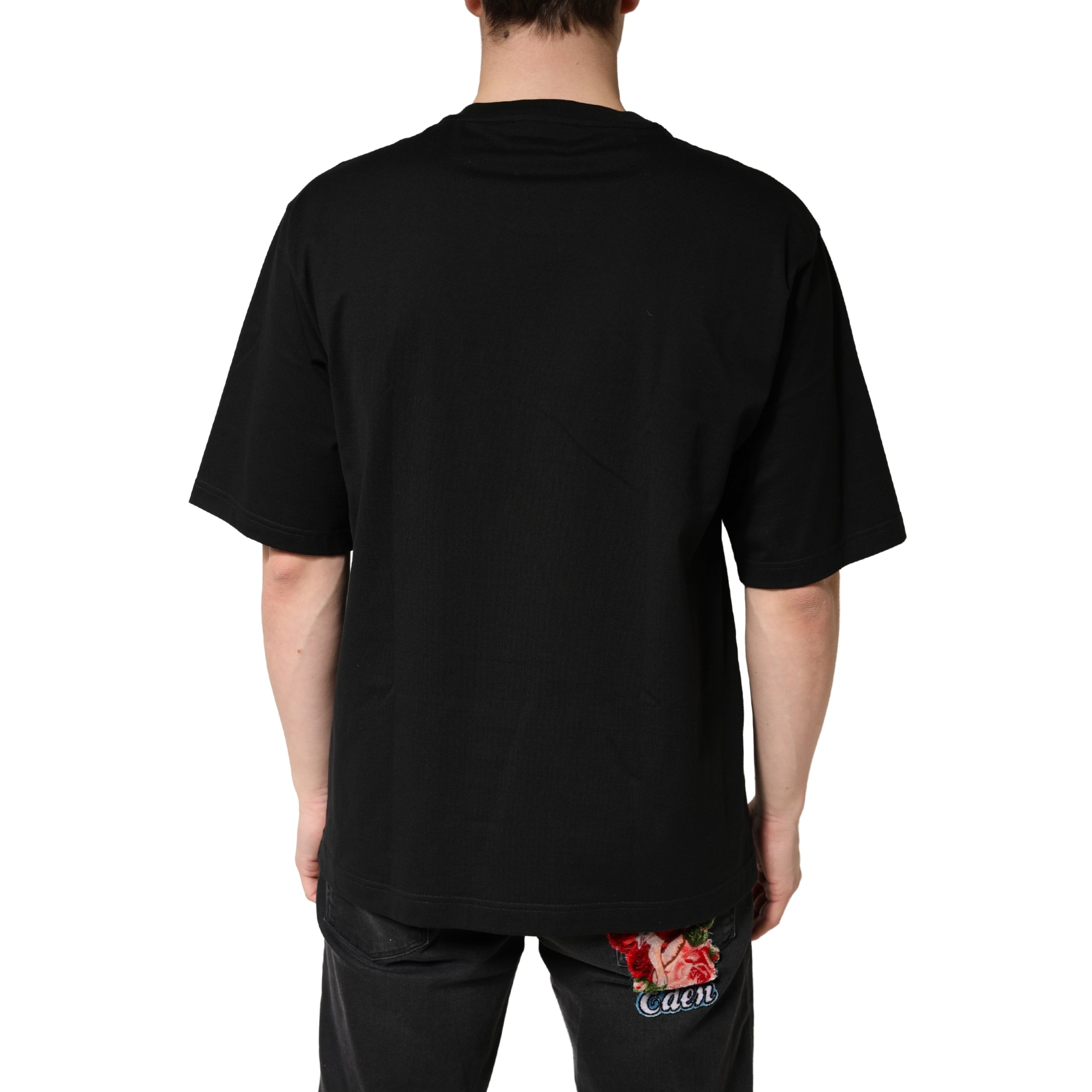 Dolce & Gabbana Black Cotton Crewneck Short Sleeve Men's T-Shirt