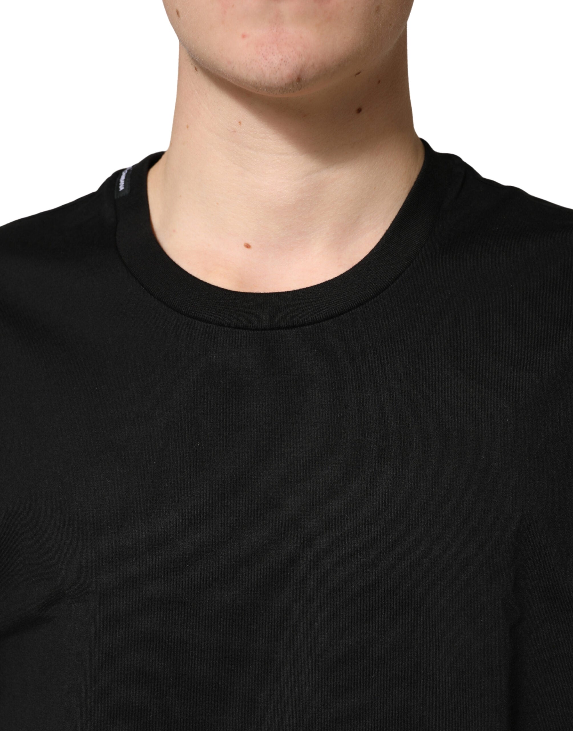 Dolce & Gabbana Black Cotton Crewneck Short Sleeve Men's T-Shirt