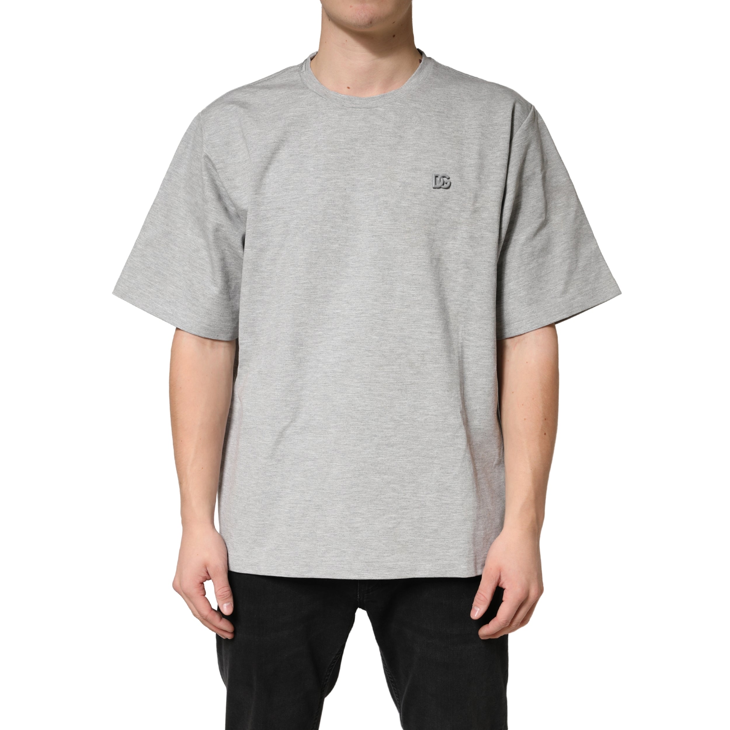 Dolce & Gabbana Grey Cotton Crewneck Short Sleeve Men's T-Shirt