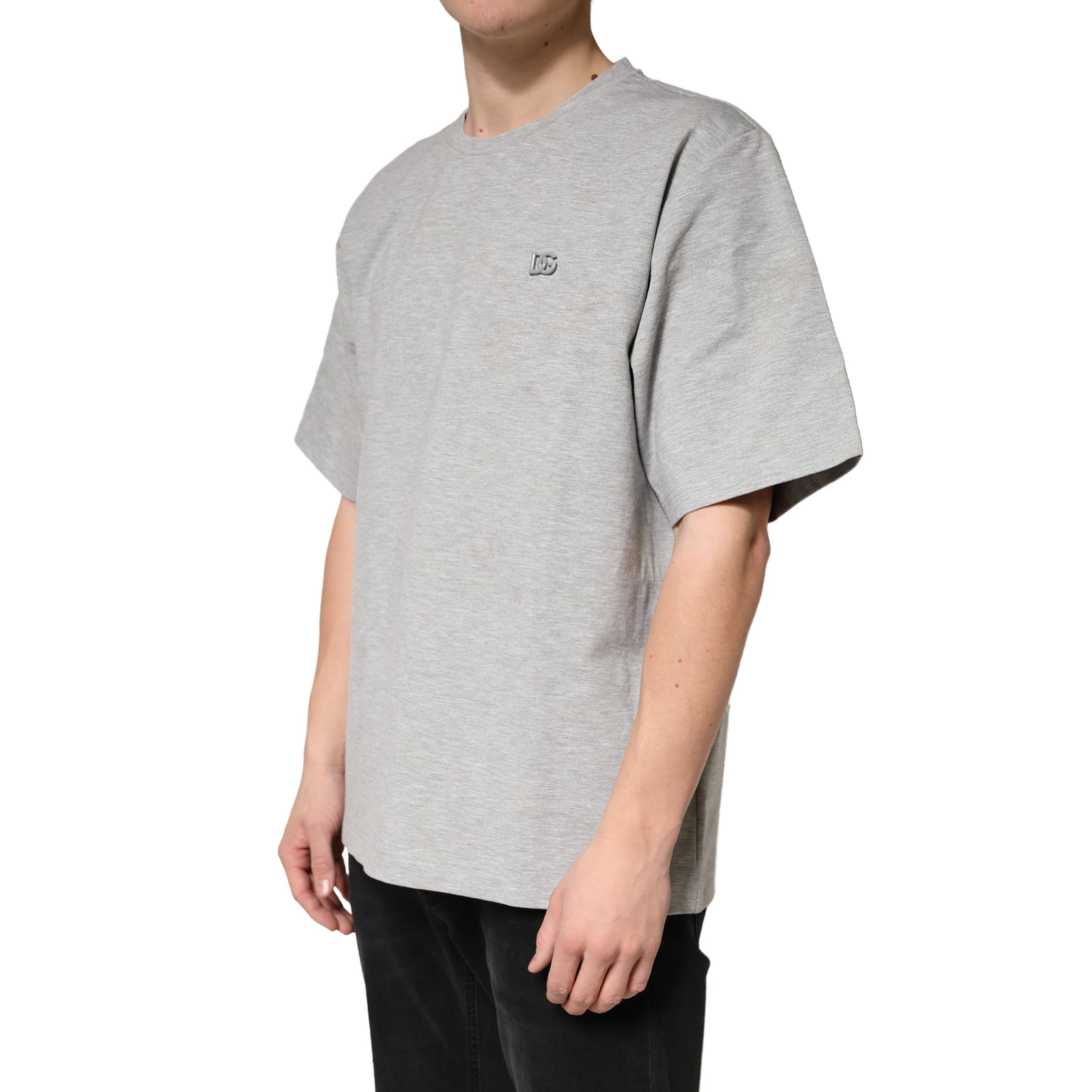 Dolce & Gabbana Grey Cotton Crewneck Short Sleeve Men's T-Shirt