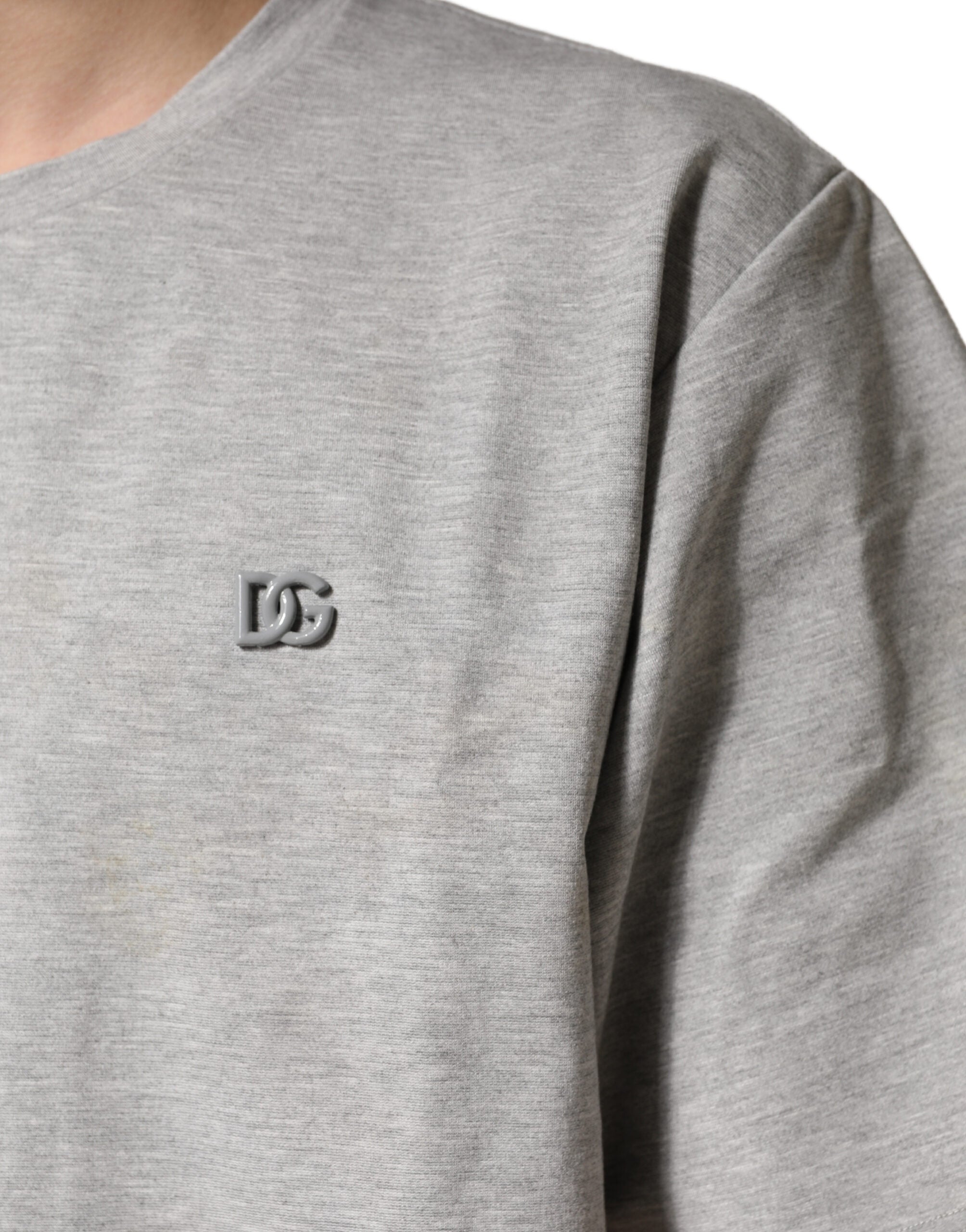 Dolce & Gabbana Grey Cotton Crewneck Short Sleeve Men's T-Shirt