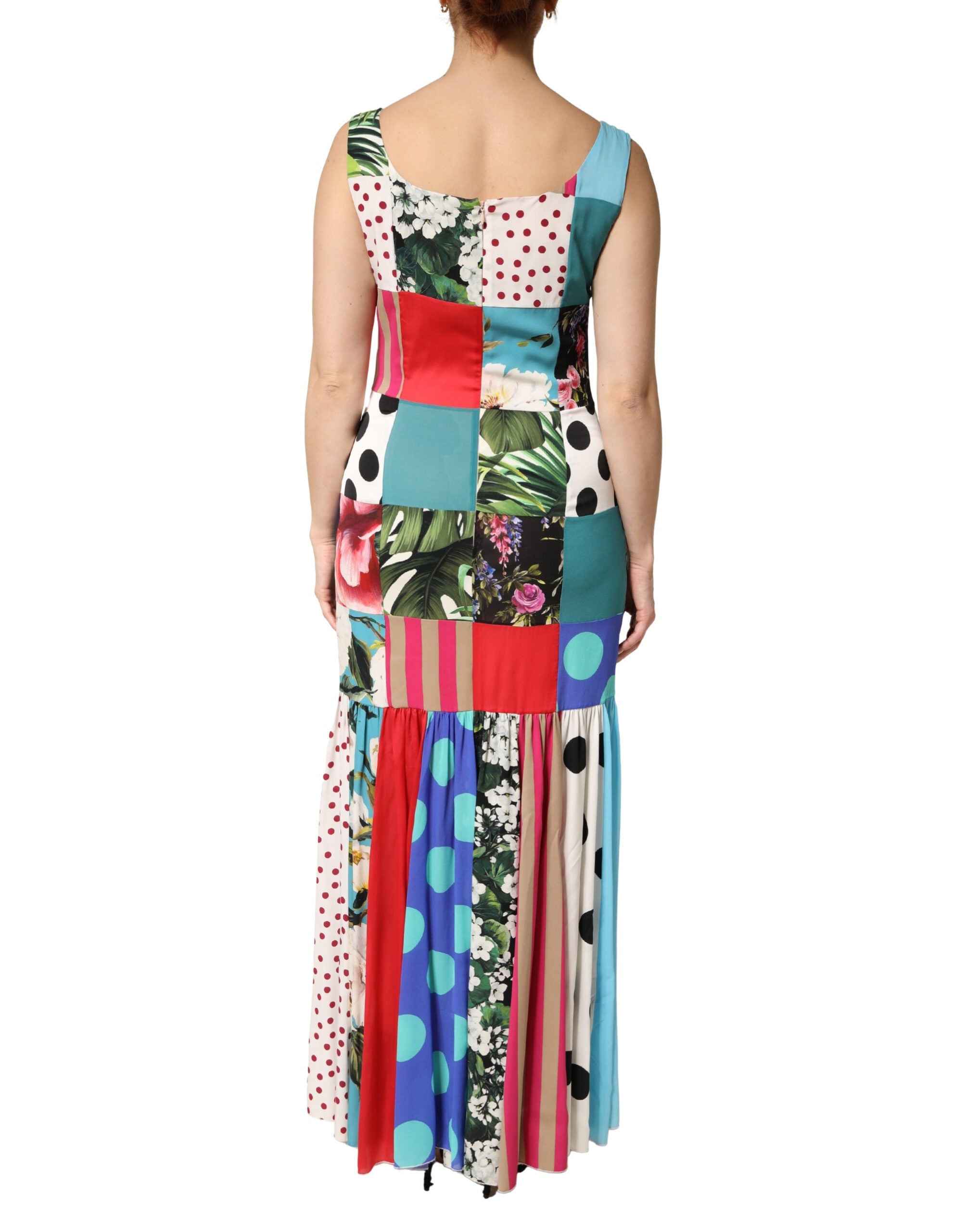 Dolce & Gabbana Multicolor Patchwork Silk Sleeveless Women's Dress (Pre-Owned)