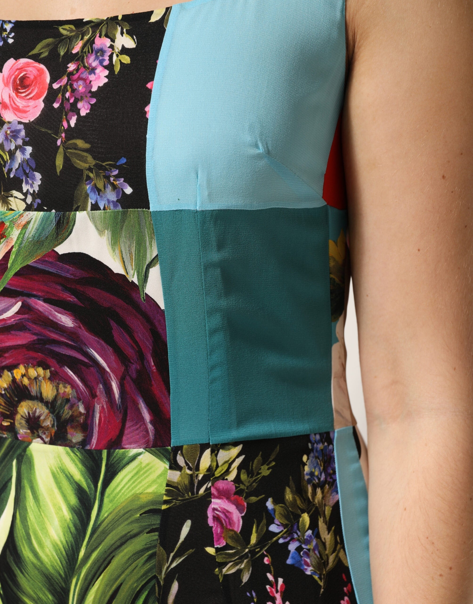Dolce & Gabbana Multicolor Patchwork Silk Sleeveless Women's Dress (Pre-Owned)