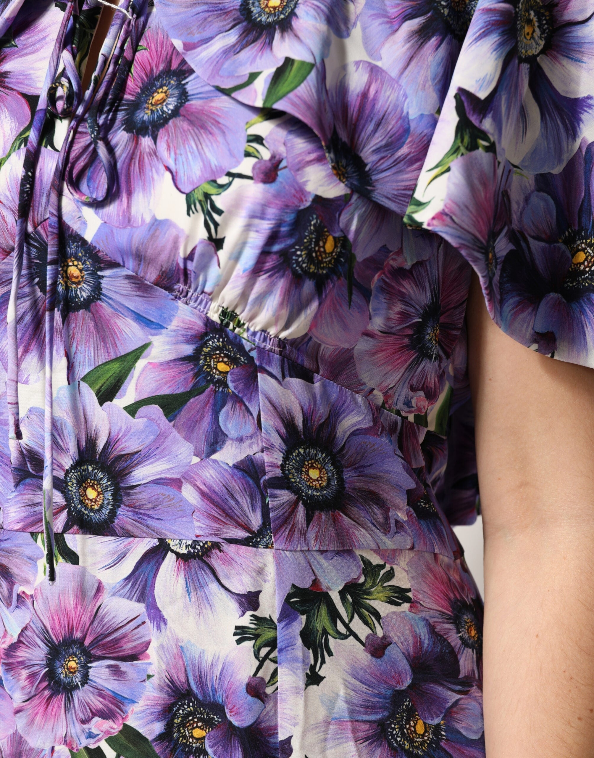Dolce & Gabbana Purple Floral Silk Stretch Elegant Gown Women's Dress