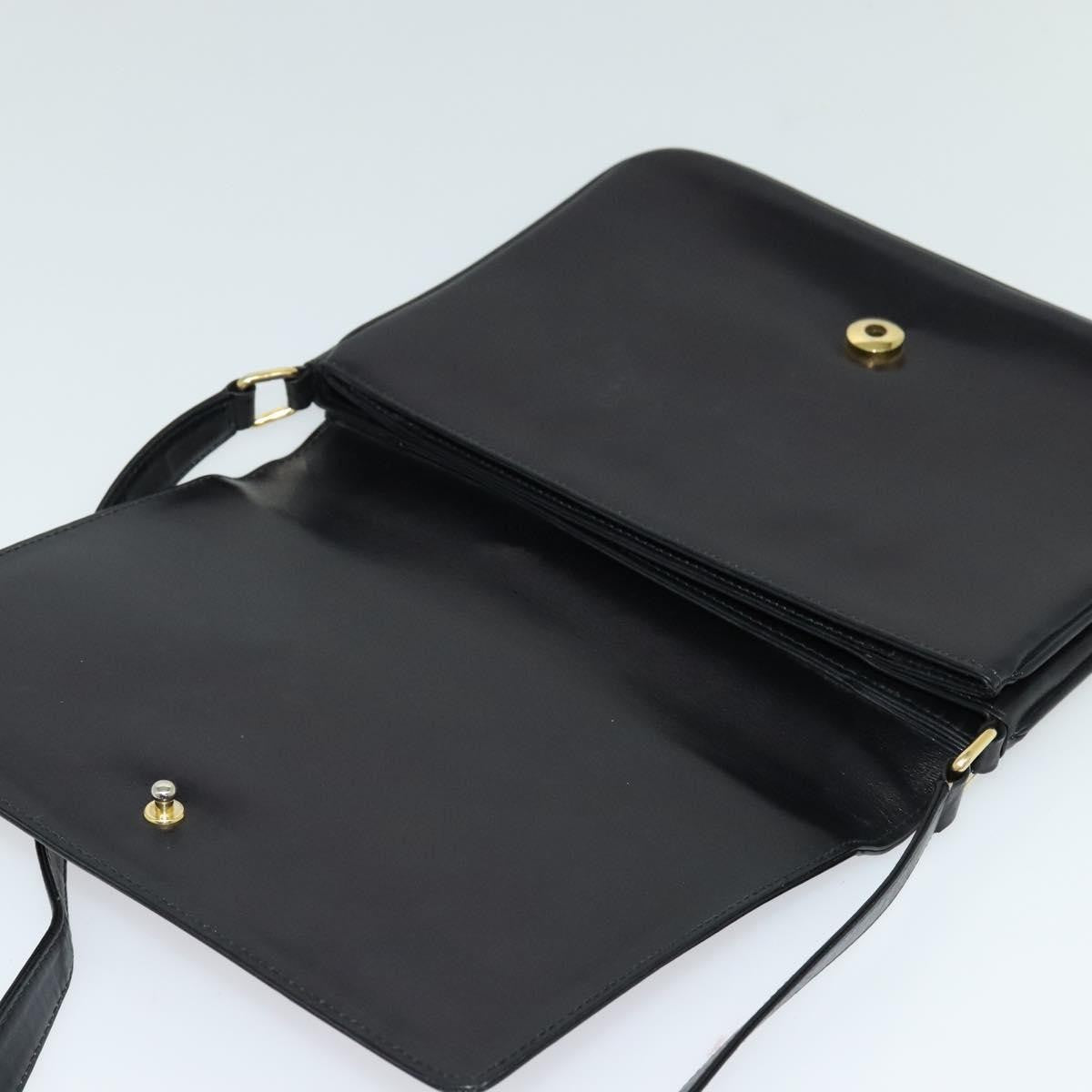 Gucci Sherry Line Shoulder Leather Black Leather Shoulder Bag Bag (Pre-Owned)