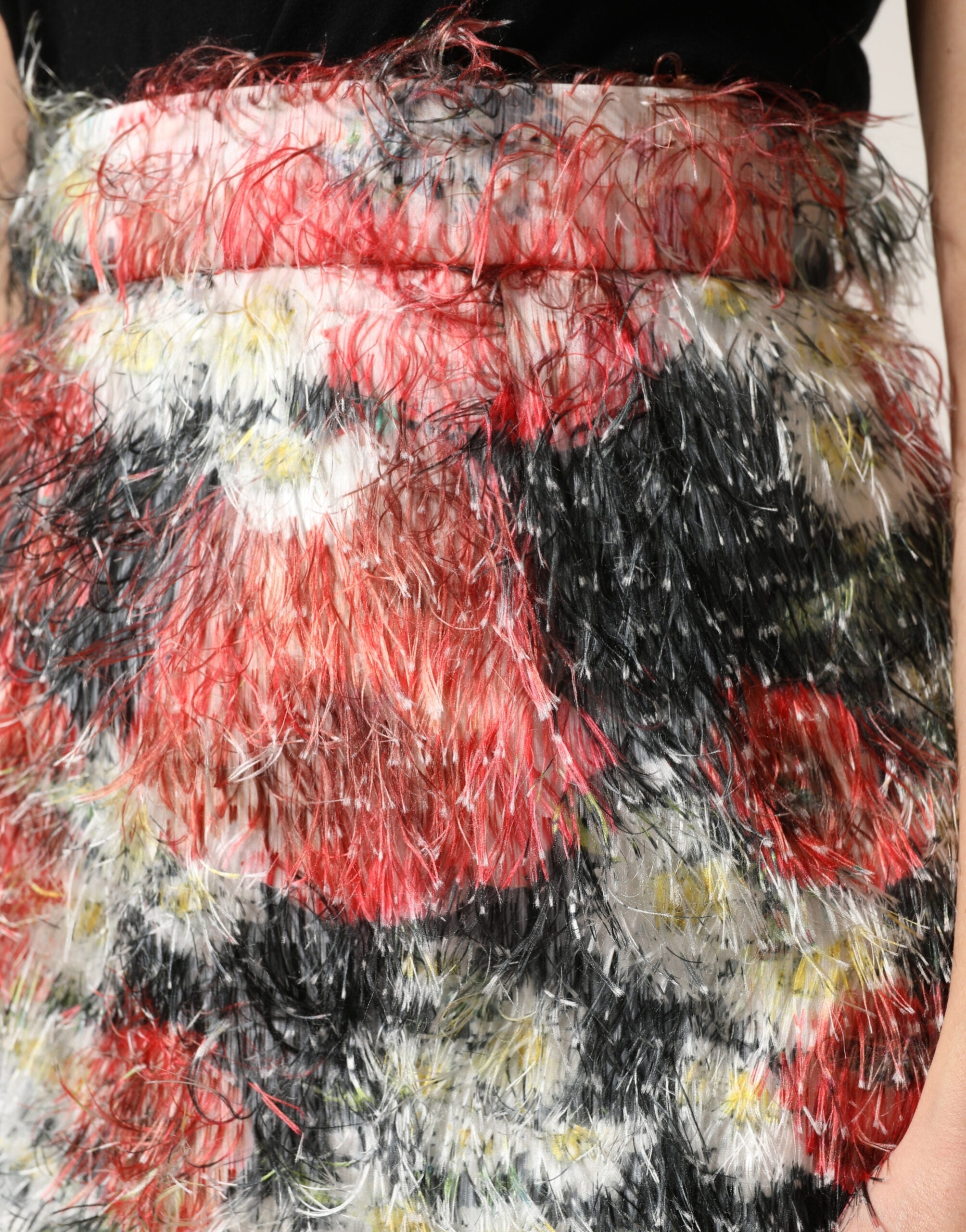 Dolce & Gabbana Multicolor Floral Textured Faux Fur Pencil Women's Skirt