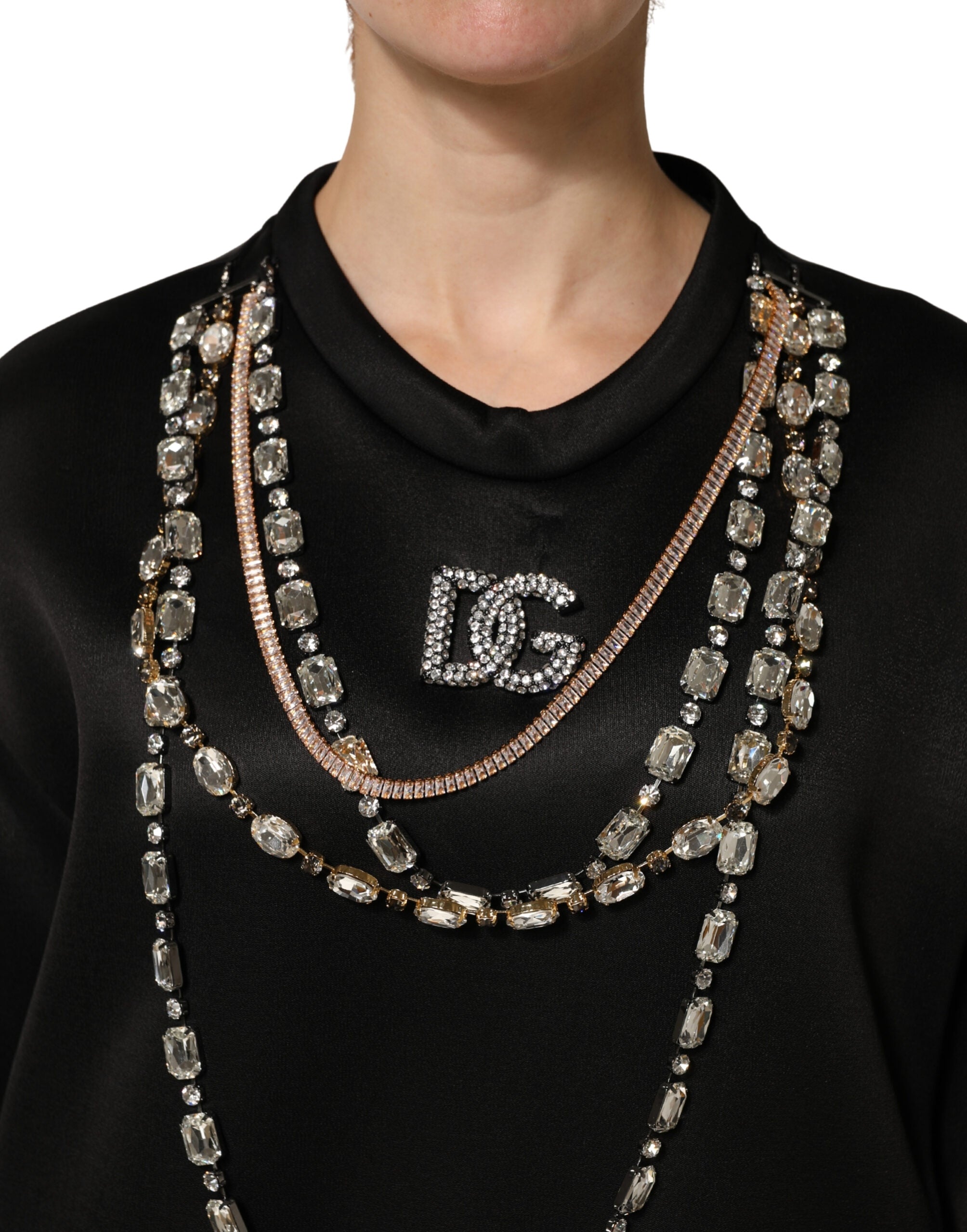 Dolce & Gabbana Black Embellished Logo Crystal Sweatshirt Women's Top (Pre-Owned)