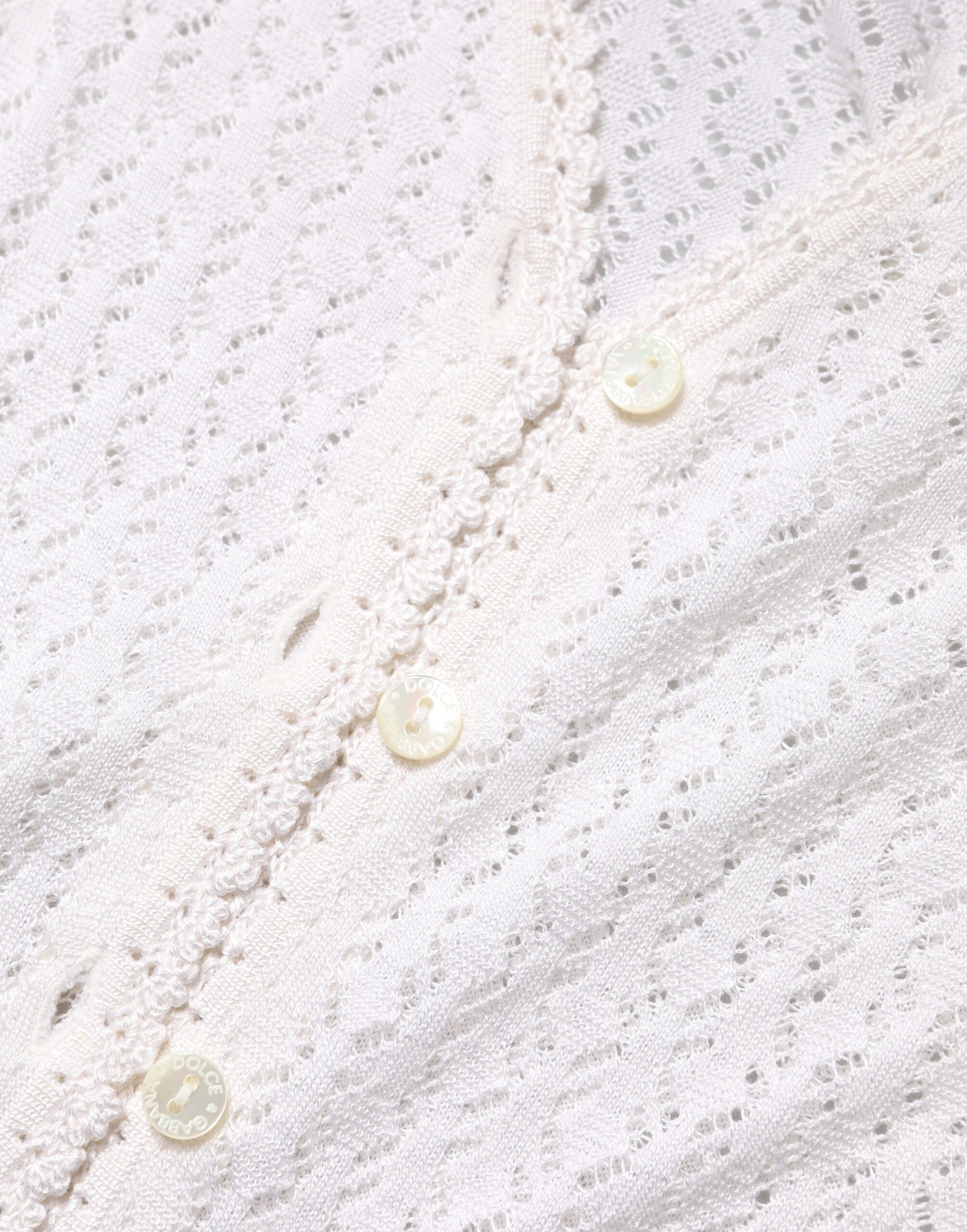 Dolce & Gabbana White Lace Silk Knit Long Sleeves Cardigan Women's Top (Pre-Owned)