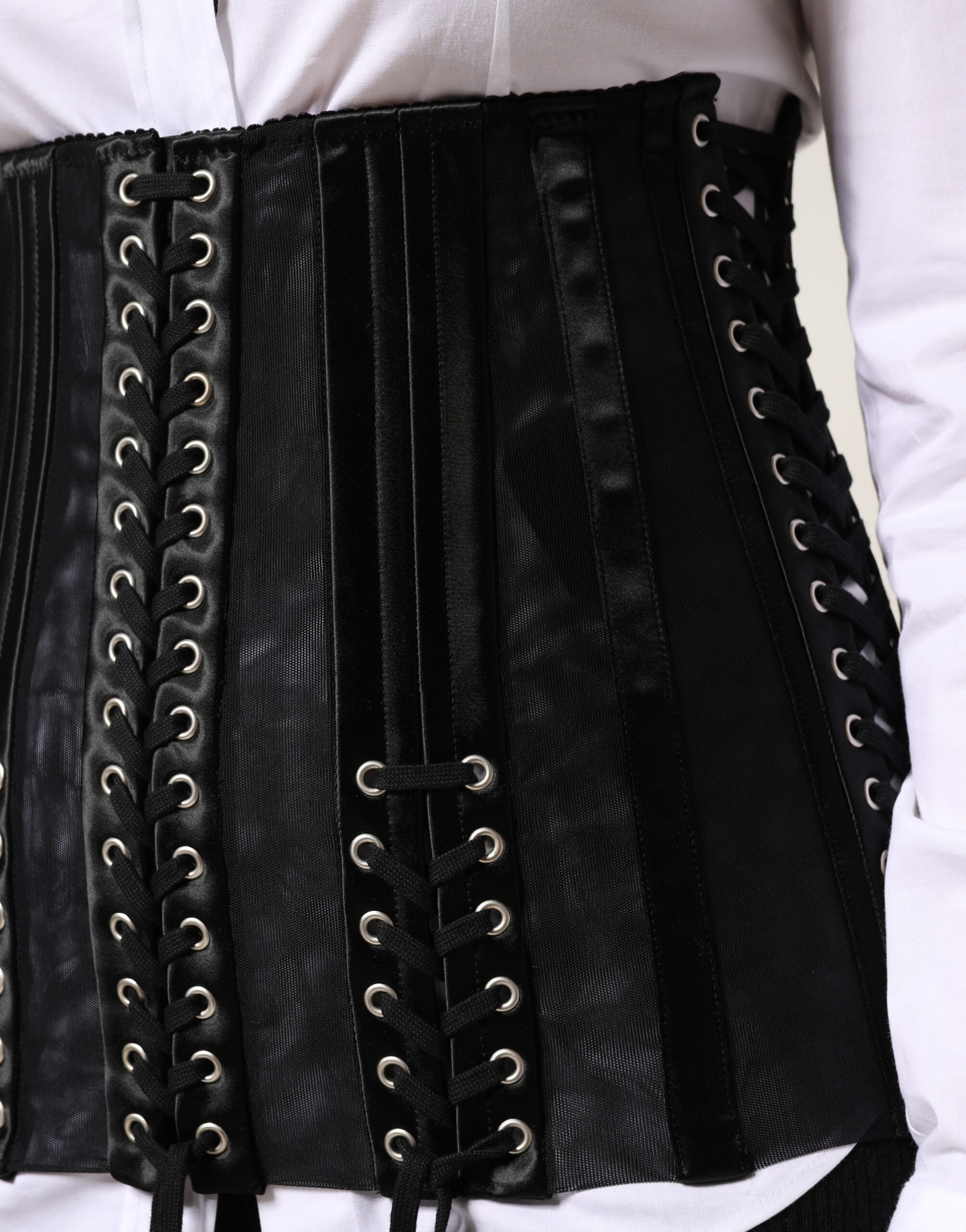 Dolce & Gabbana Black Lace-Up Waist Cincher Bustier Corset Women's Top