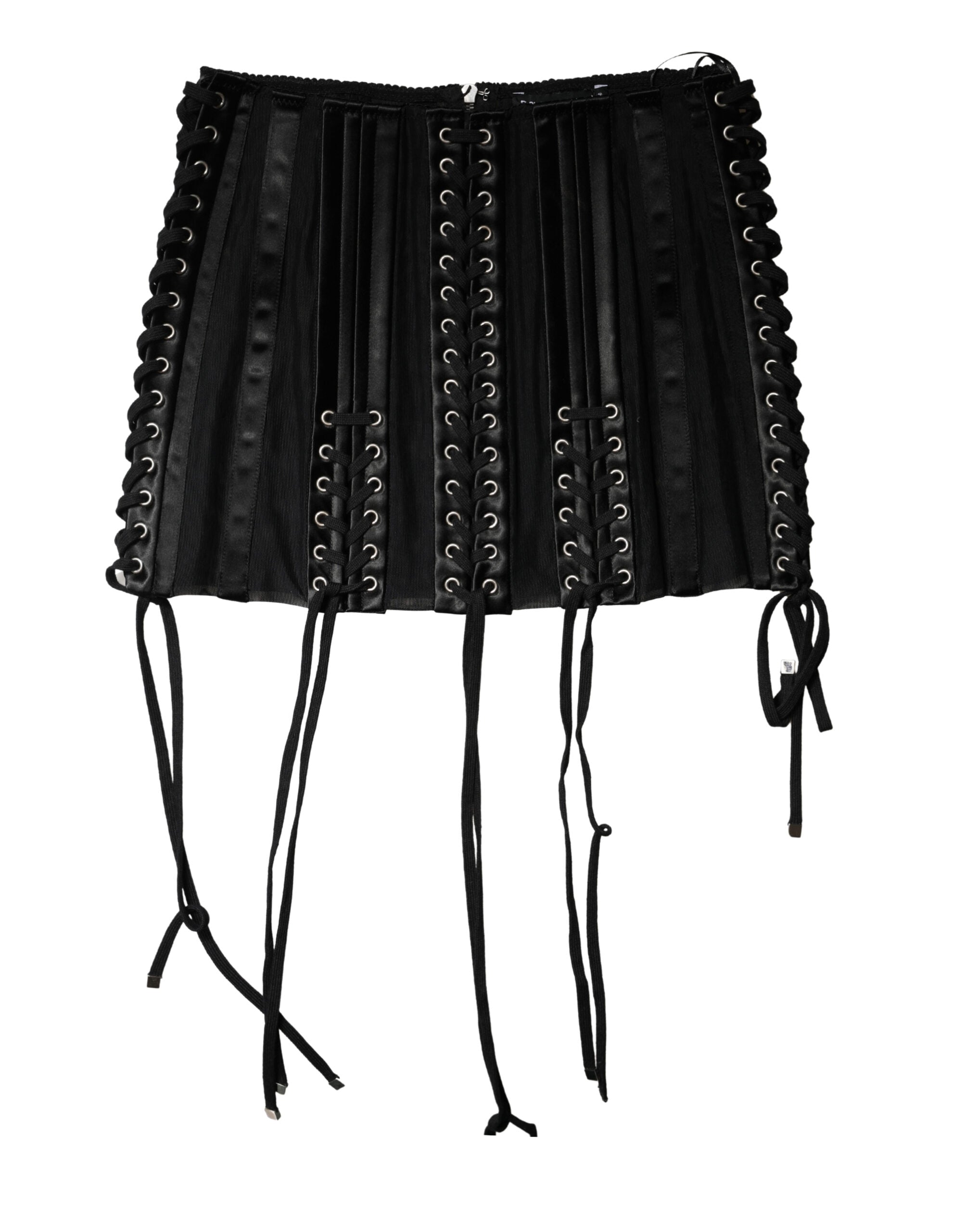 Dolce & Gabbana Black Lace-Up Waist Cincher Bustier Corset Women's Top