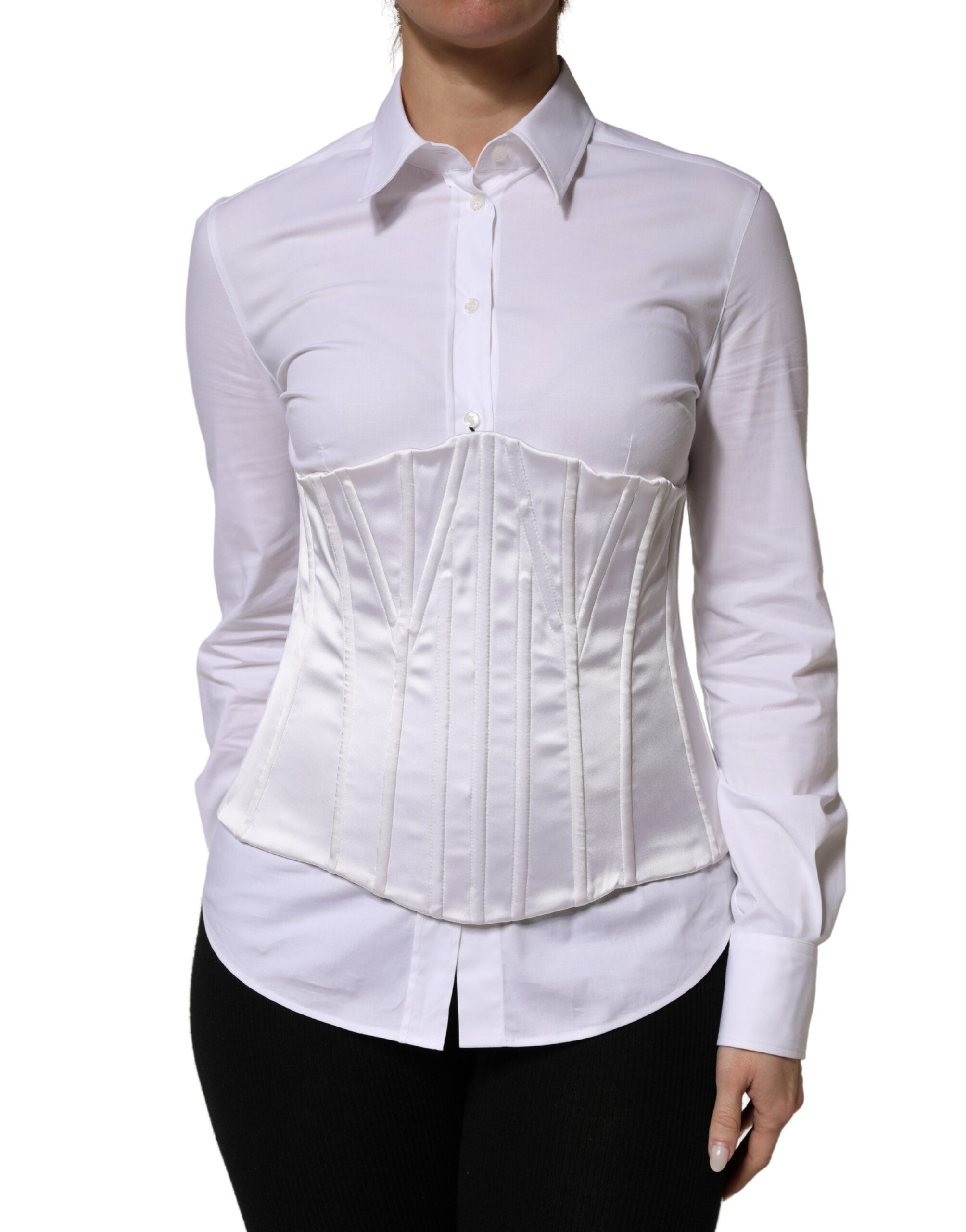 Dolce & Gabbana White Polyamide Waist Cincher Bustier Corset Women's Top