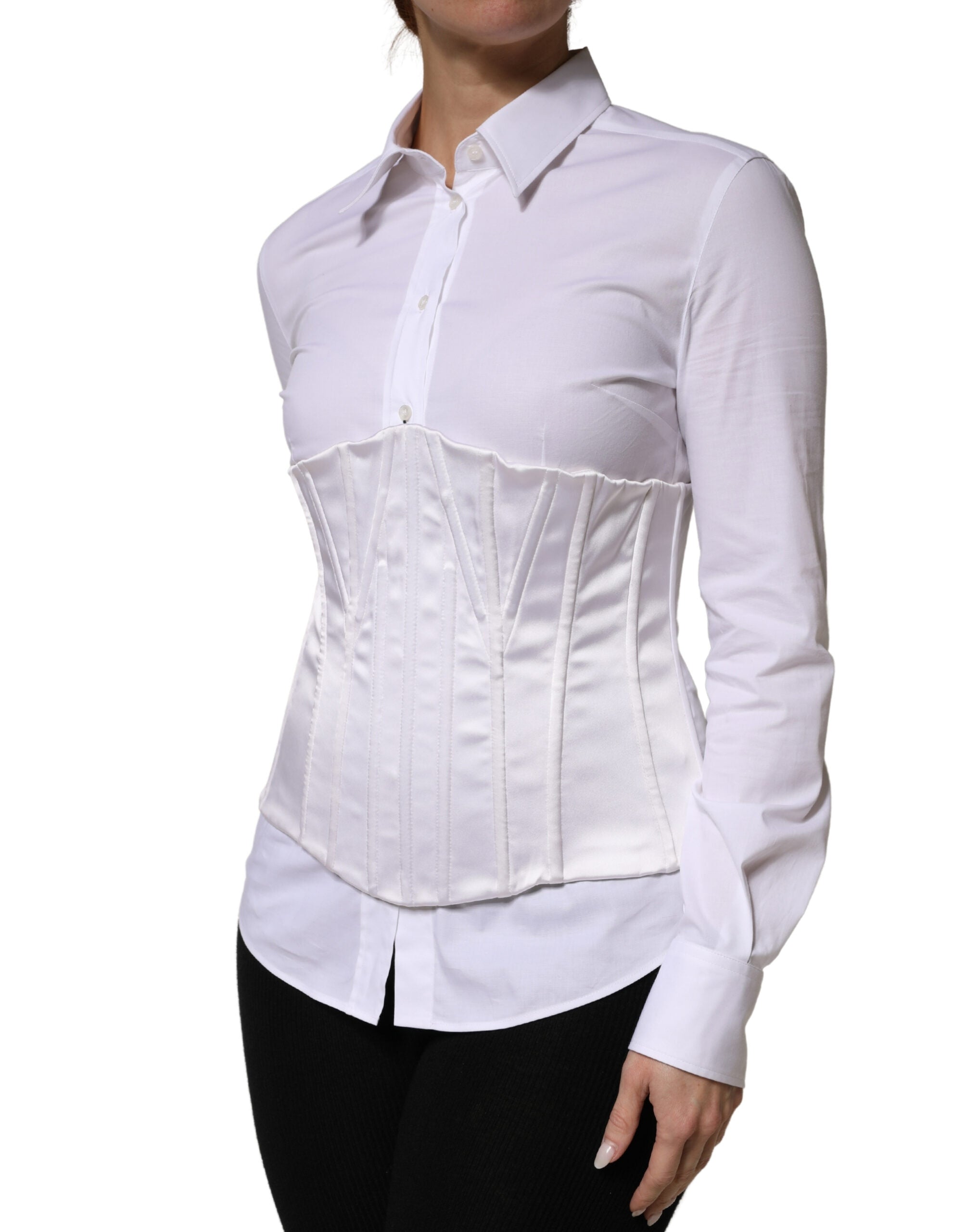 Dolce & Gabbana White Polyamide Waist Cincher Bustier Corset Women's Top