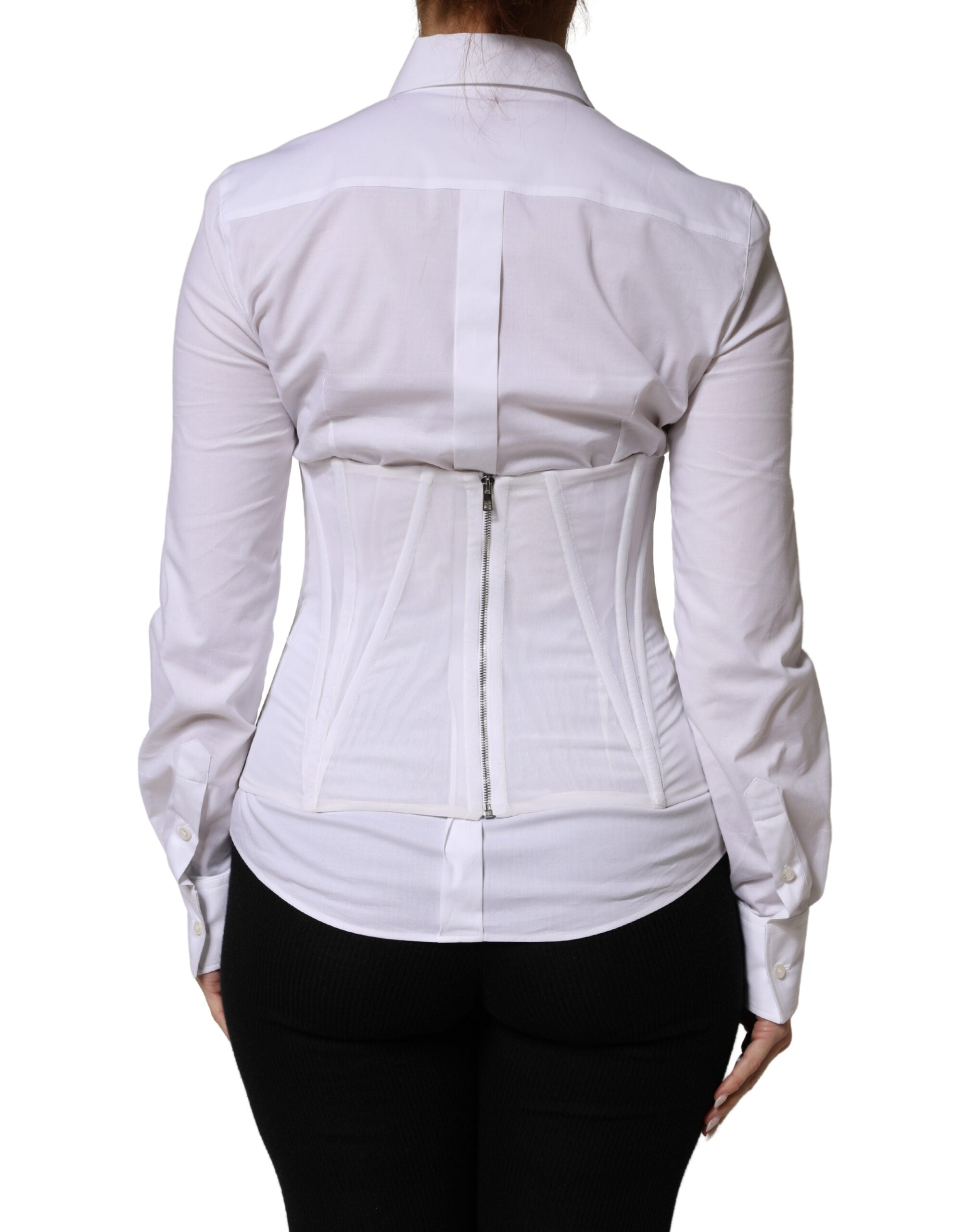 Dolce & Gabbana White Polyamide Waist Cincher Bustier Corset Women's Top