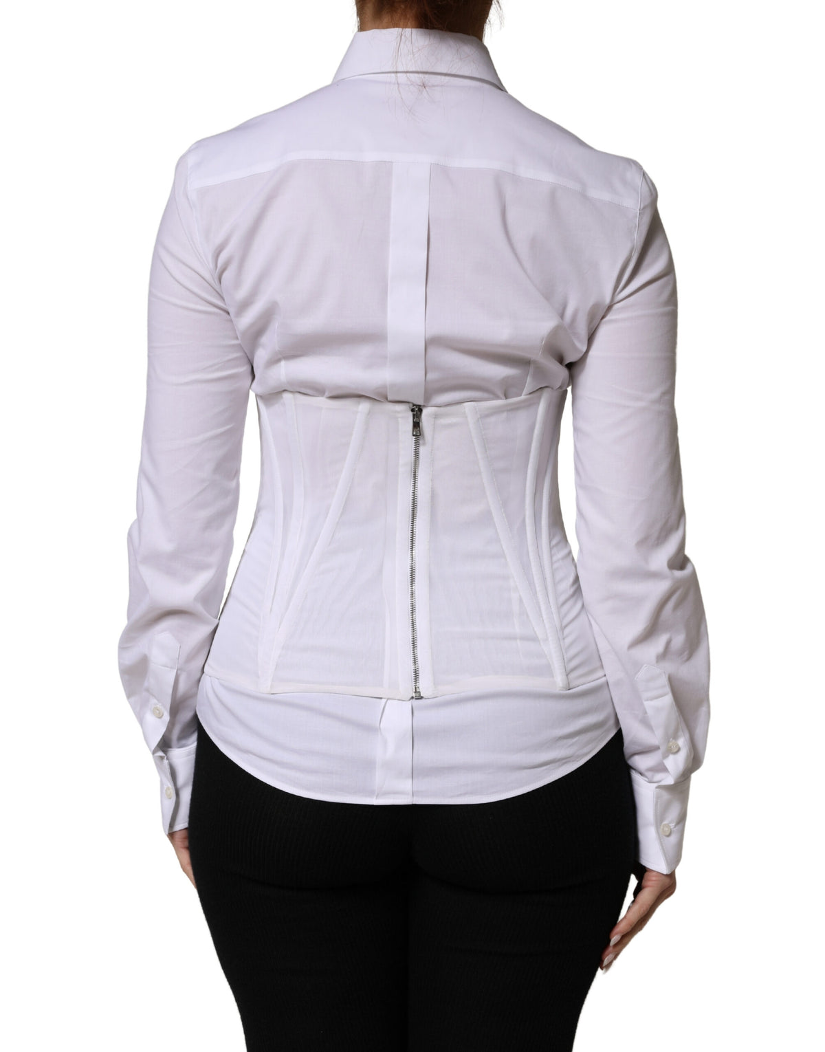Dolce & Gabbana White Polyamide Waist Cincher Bustier Corset Women's Top