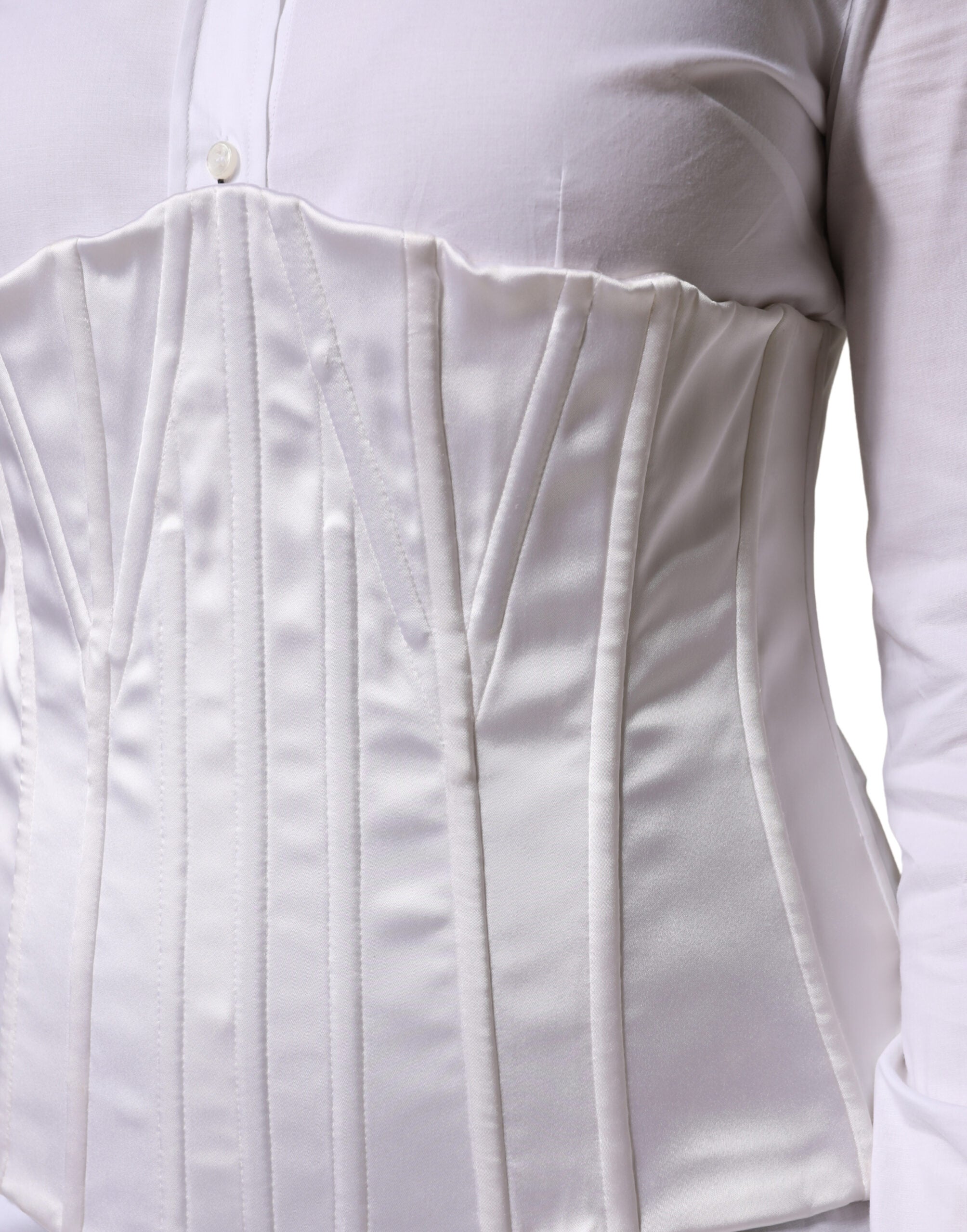 Dolce & Gabbana White Polyamide Waist Cincher Bustier Corset Women's Top