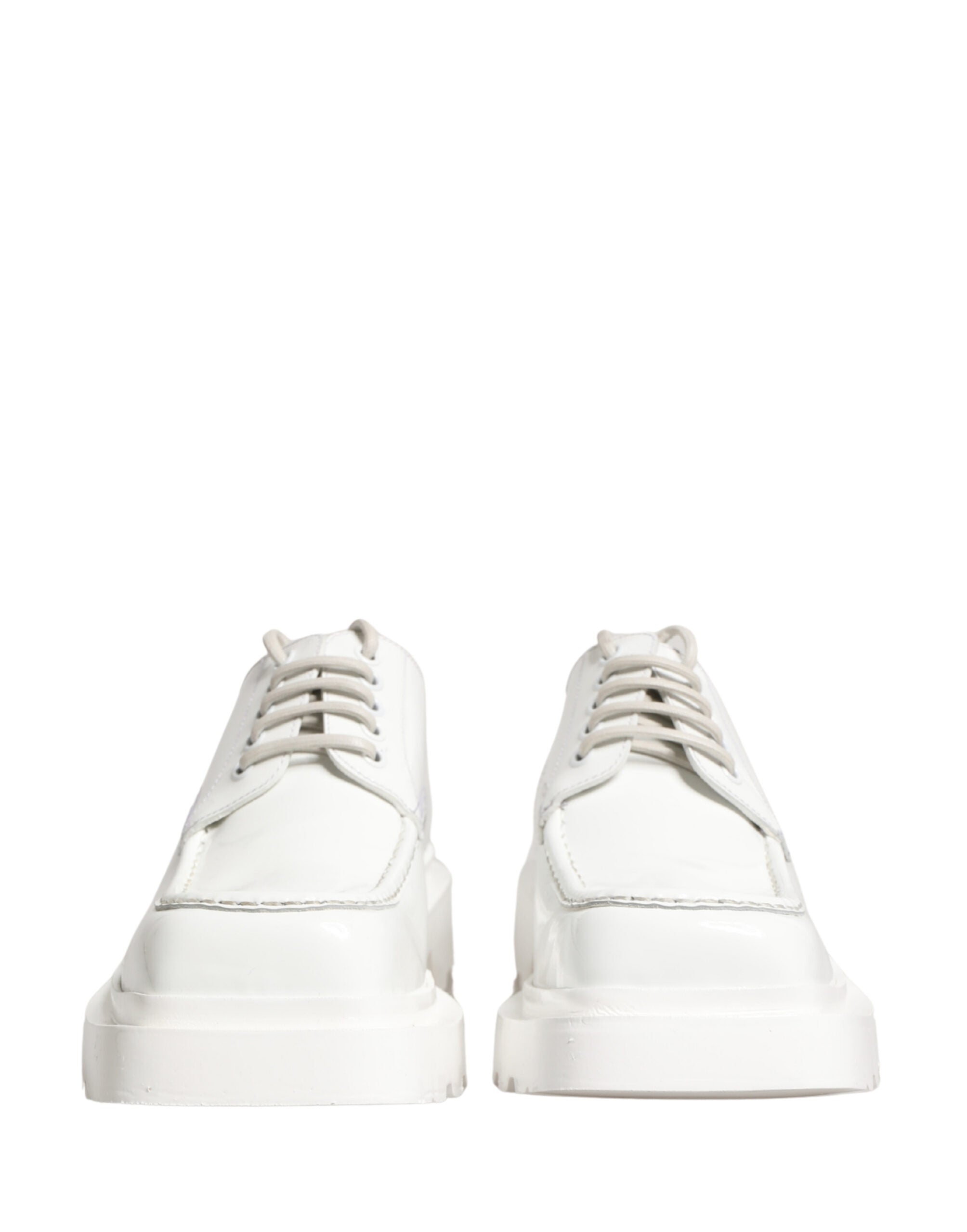Dolce & Gabbana White Leather Chunky Sole Derby Men's Shoes