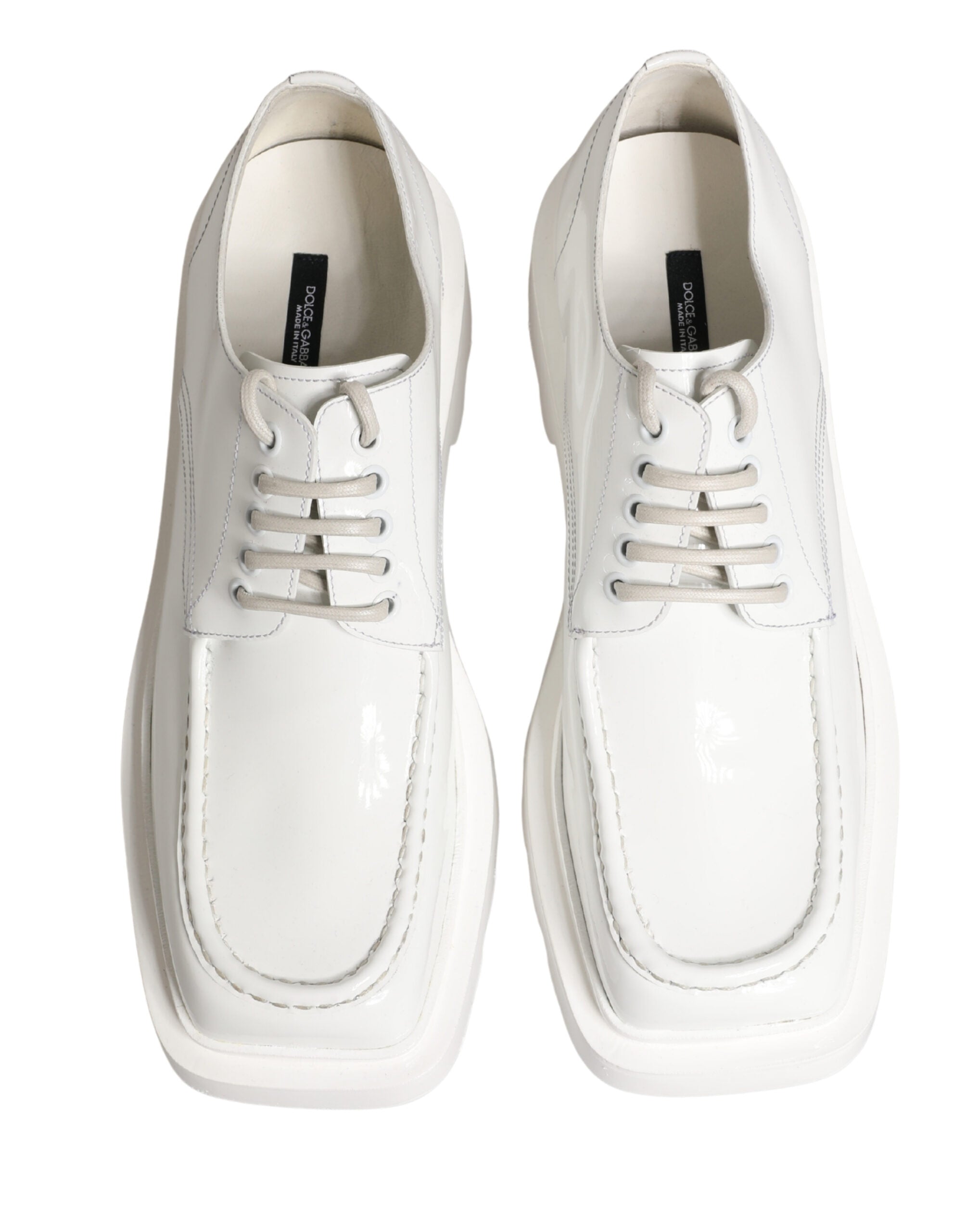 Dolce & Gabbana White Leather Chunky Sole Derby Men's Shoes
