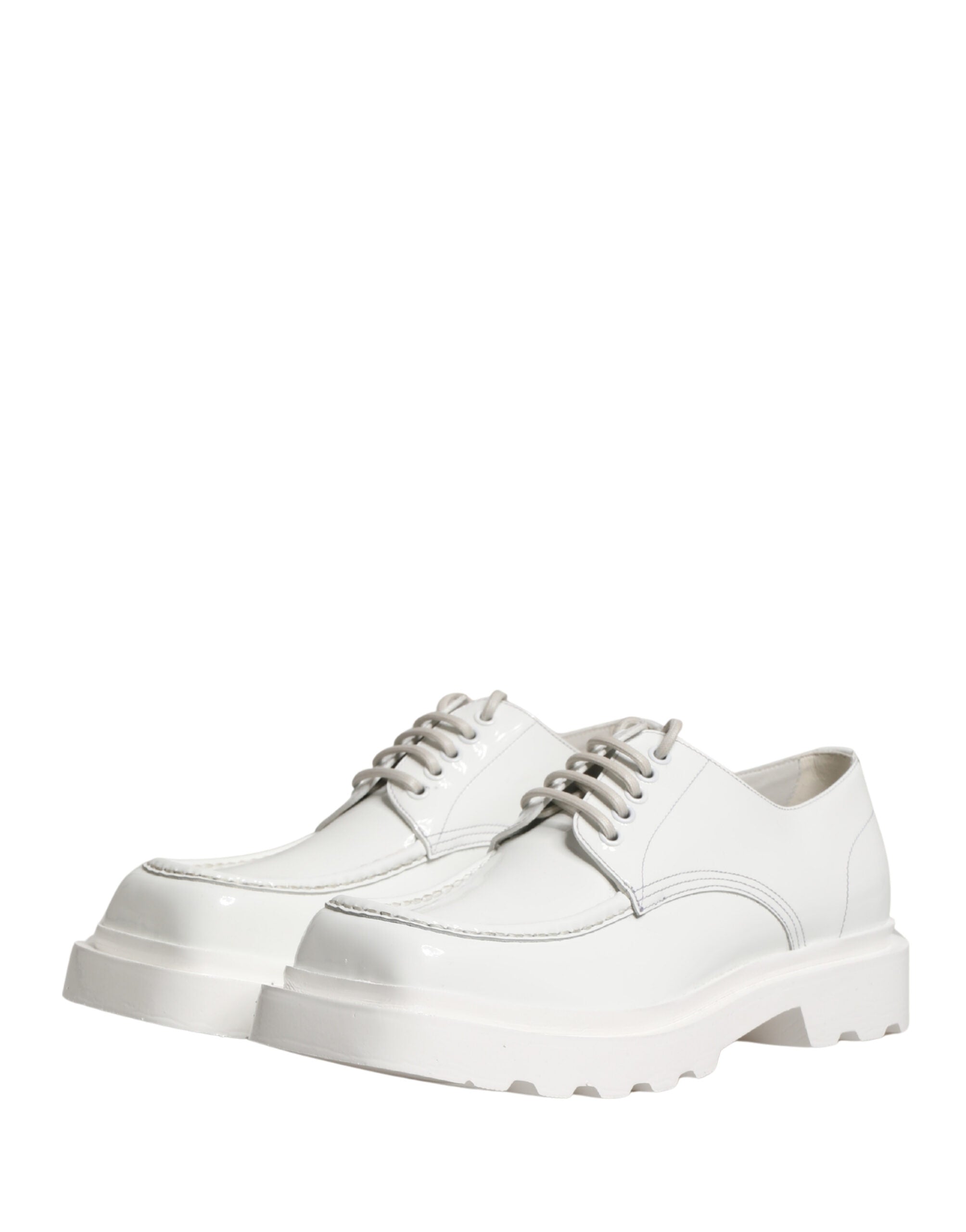 Dolce & Gabbana White Leather Chunky Sole Derby Men's Shoes
