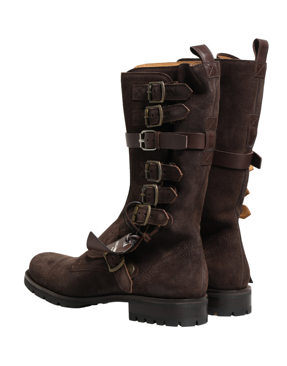 Dolce & Gabbana Brown Suede Leather Combat Ankle Boots Men's Shoes