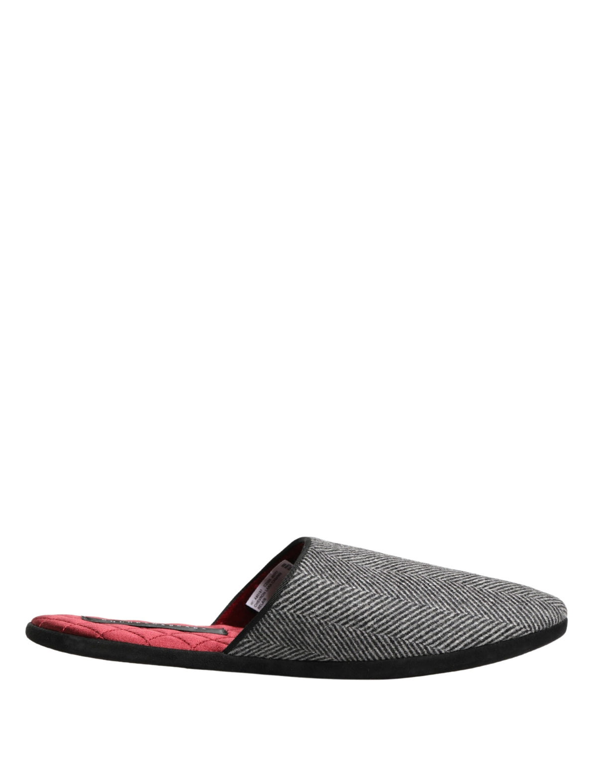 Dolce & Gabbana Grey Herringbone Cashmere Red Slippers Men's Shoes