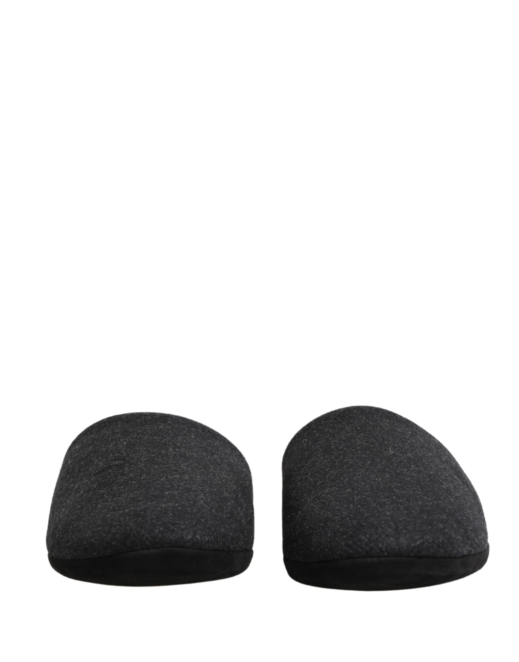 Dolce & Gabbana Anthracite Wool Cashmere Quilted Slippers Men's Shoes