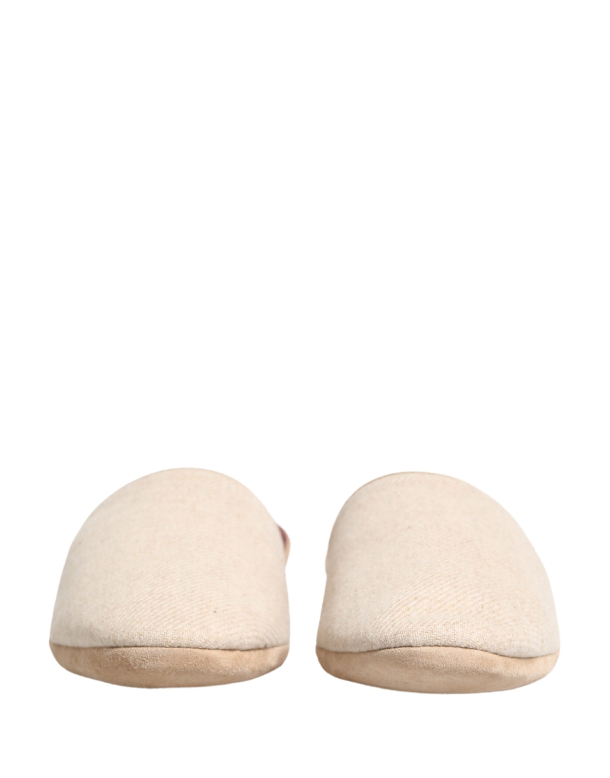 Dolce & Gabbana Beige Shetland Wool Red Quilted Slippers Men's Shoes