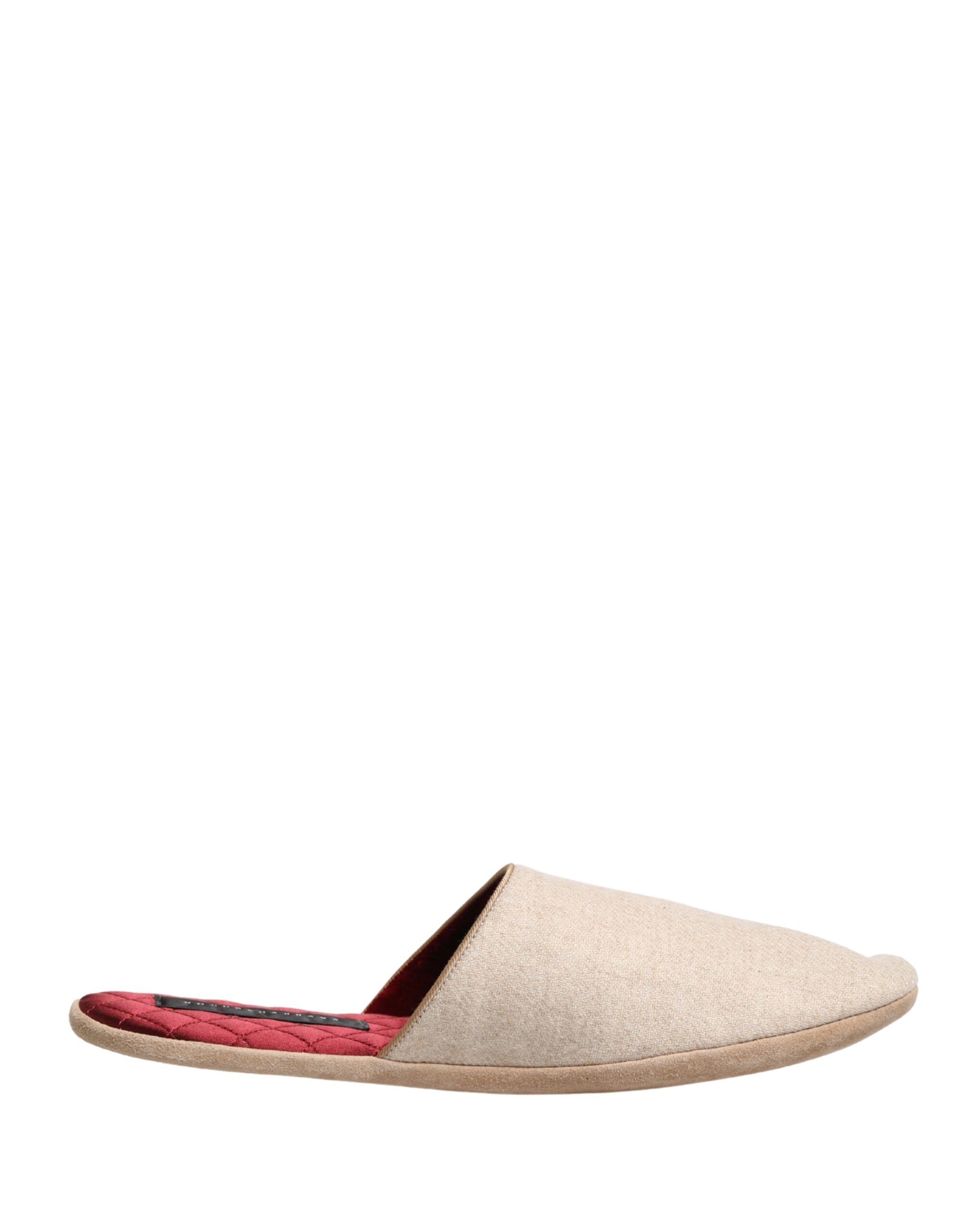 Dolce & Gabbana Beige Shetland Wool Red Quilted Slippers Men's Shoes