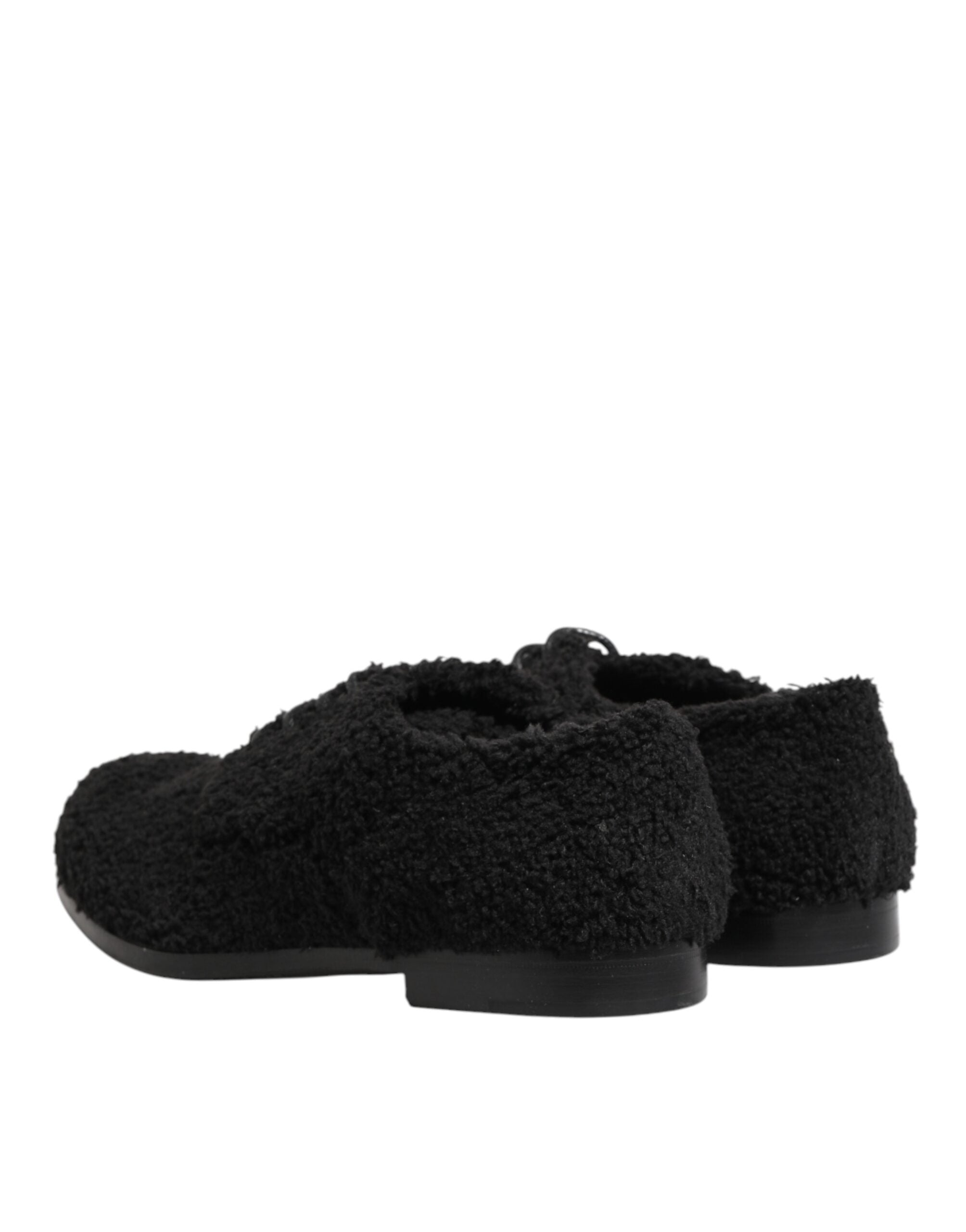 Dolce & Gabbana Men Black Riccio Shearling Dress Derby Men's Shoes