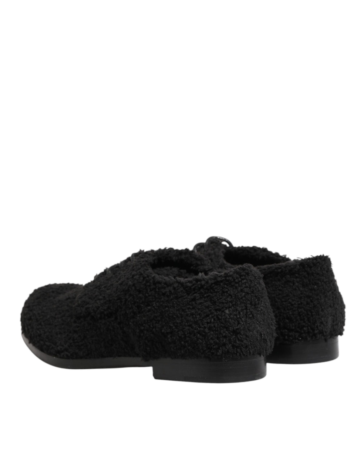 Dolce & Gabbana Men Black Riccio Shearling Dress Derby Men's Shoes
