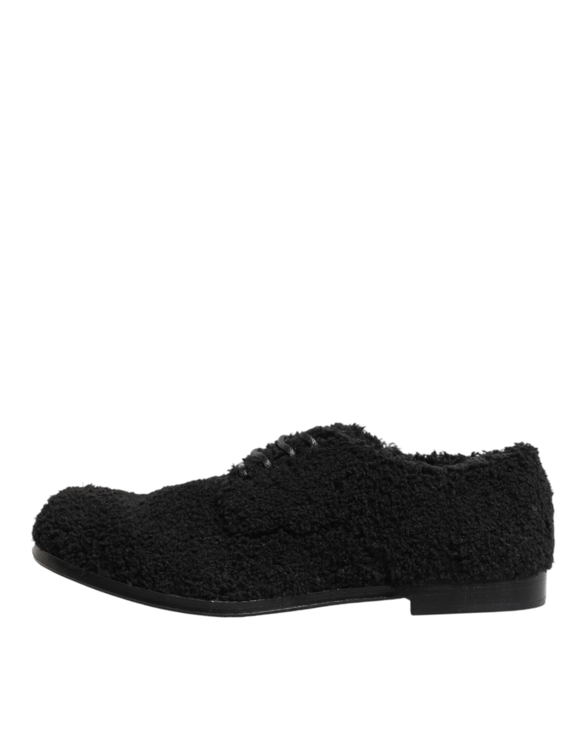 Dolce & Gabbana Men Black Riccio Shearling Dress Derby Men's Shoes