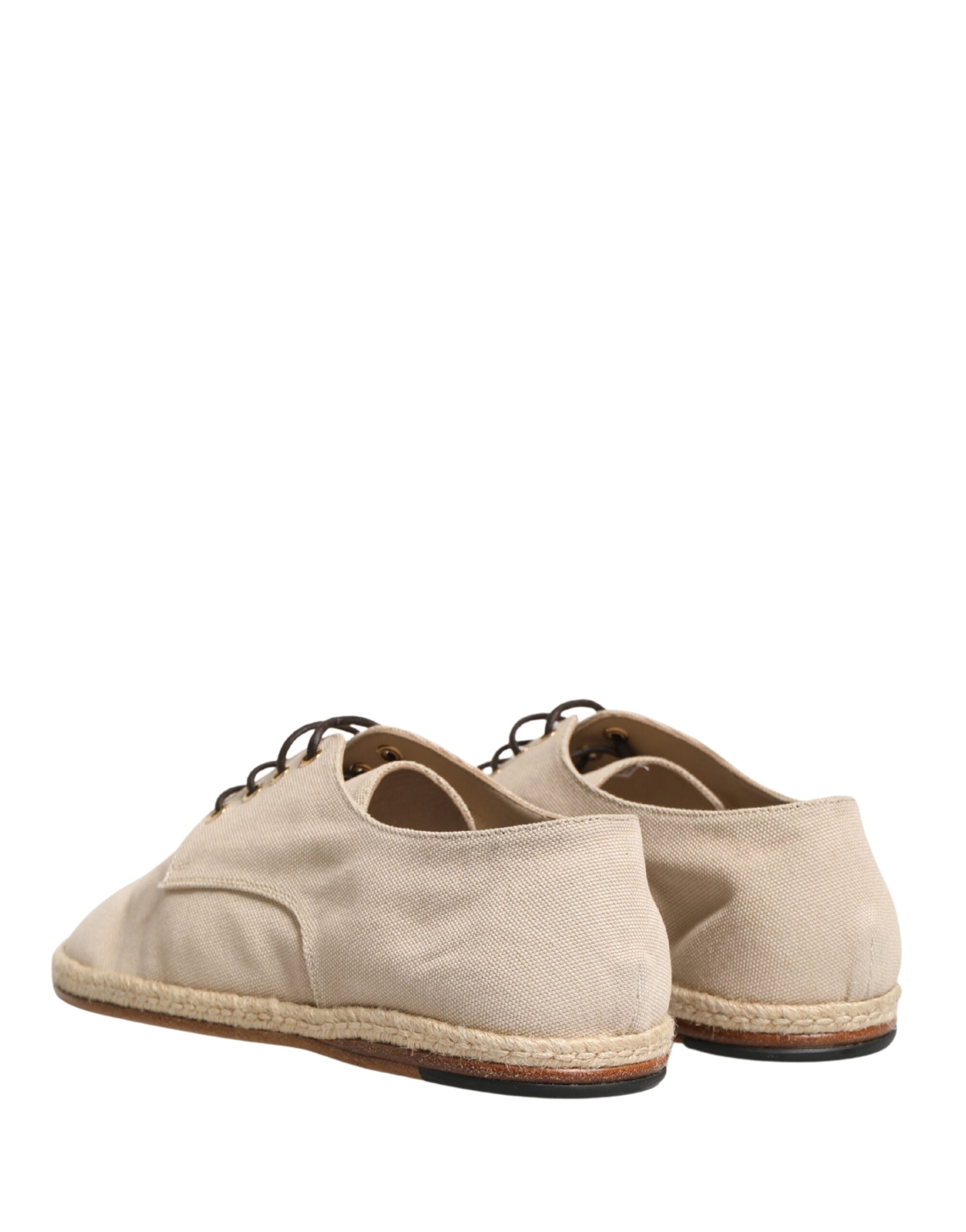 Dolce & Gabbana Beige Espadrille Sole Lace Up Canvas Derby Men's Shoes