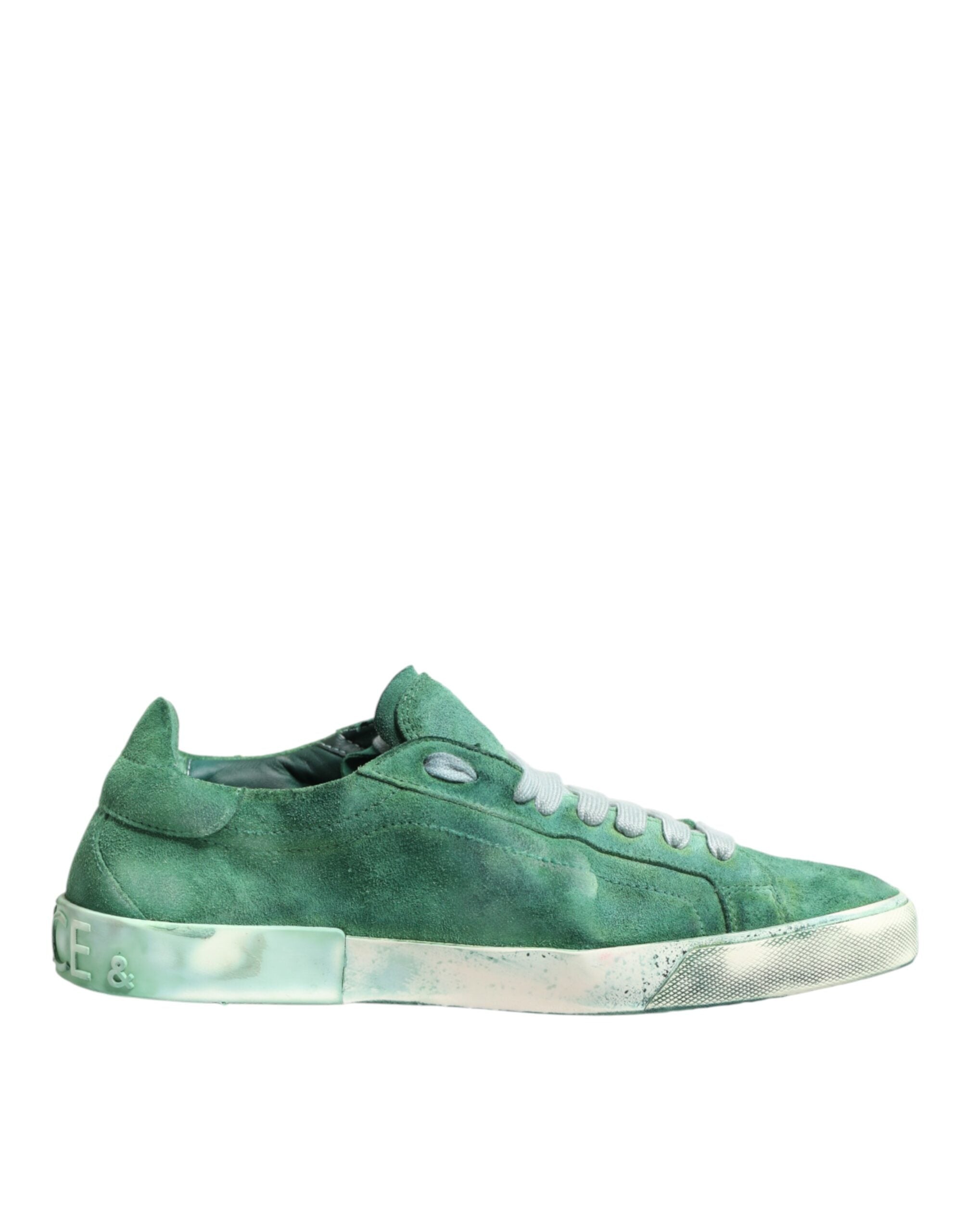 Dolce & Gabbana Green Suade DG Logo Sole Low Top Sneakers Men's Shoes