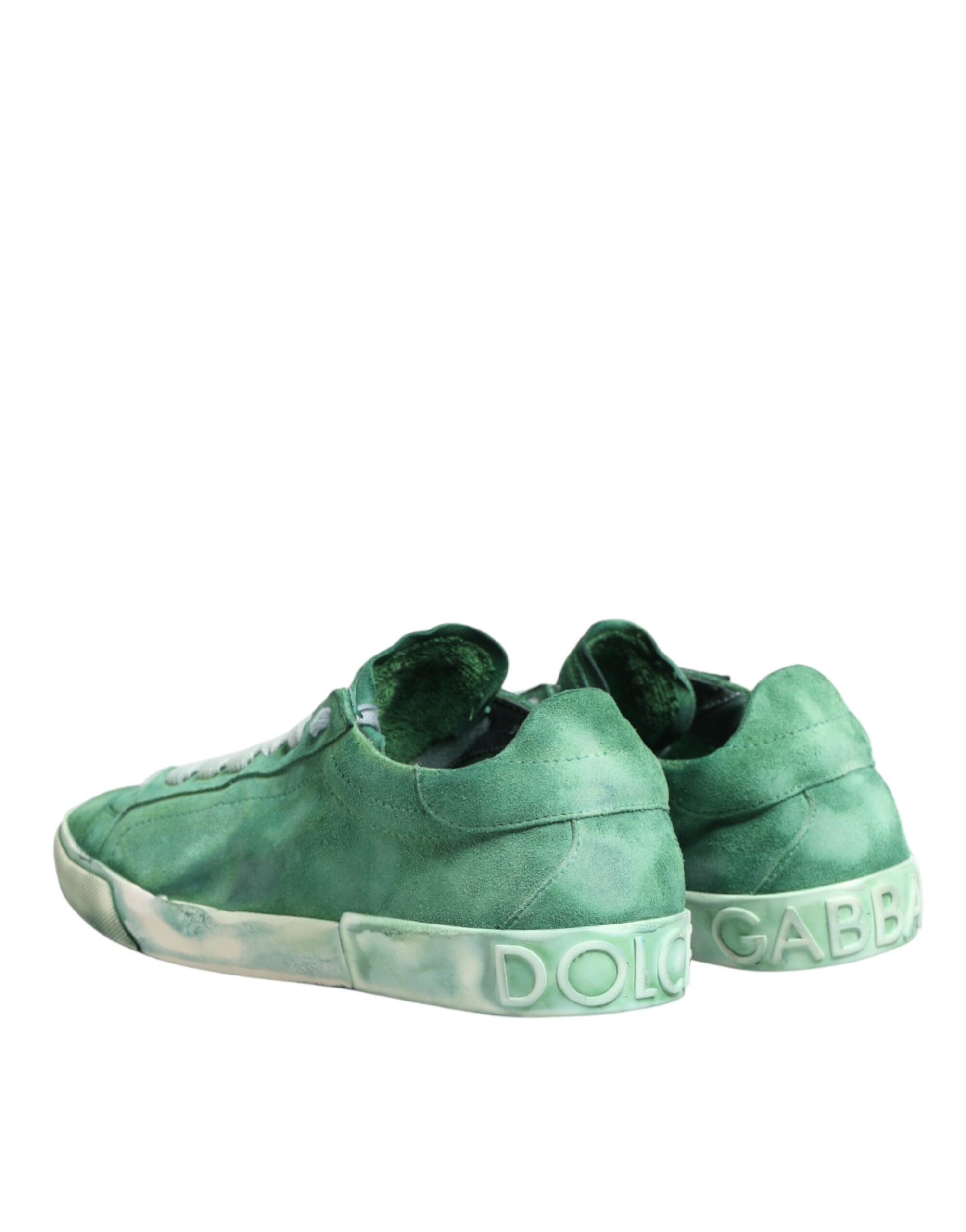 Dolce & Gabbana Green Suade DG Logo Sole Low Top Sneakers Men's Shoes