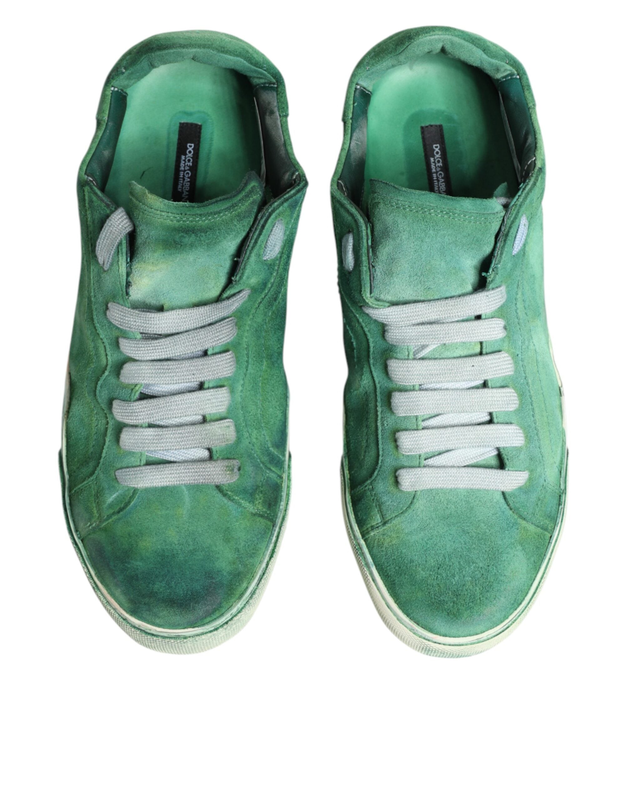 Dolce & Gabbana Green Suade DG Logo Sole Low Top Sneakers Men's Shoes