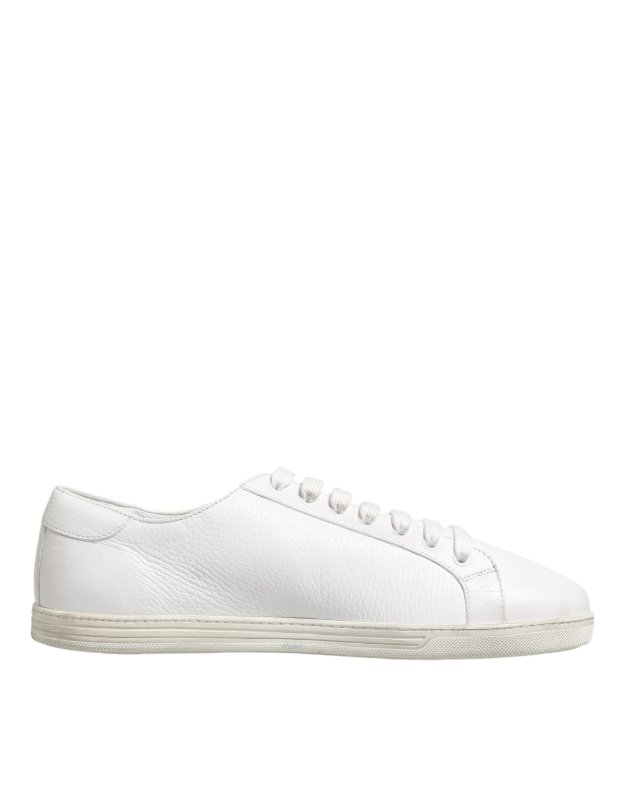 Dolce & Gabbana White Bianco Leather Men Low Top Sneakers Men's Shoes (Pre-Owned)